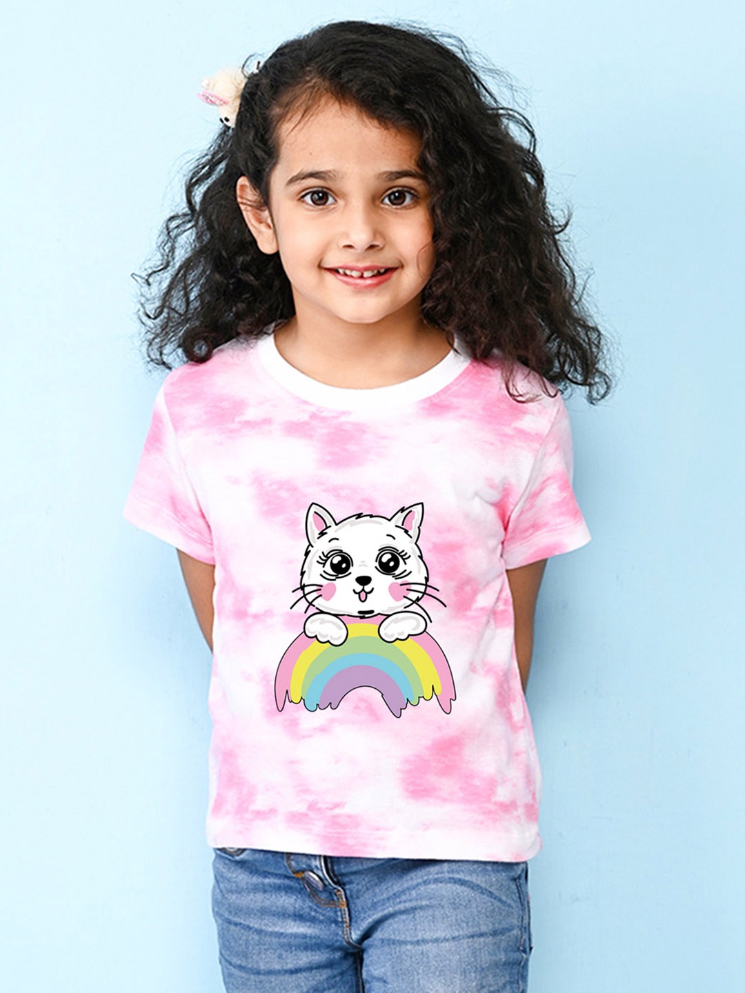 

NUSYL Girls Graphic Printed Cotton T-Shirt, Pink
