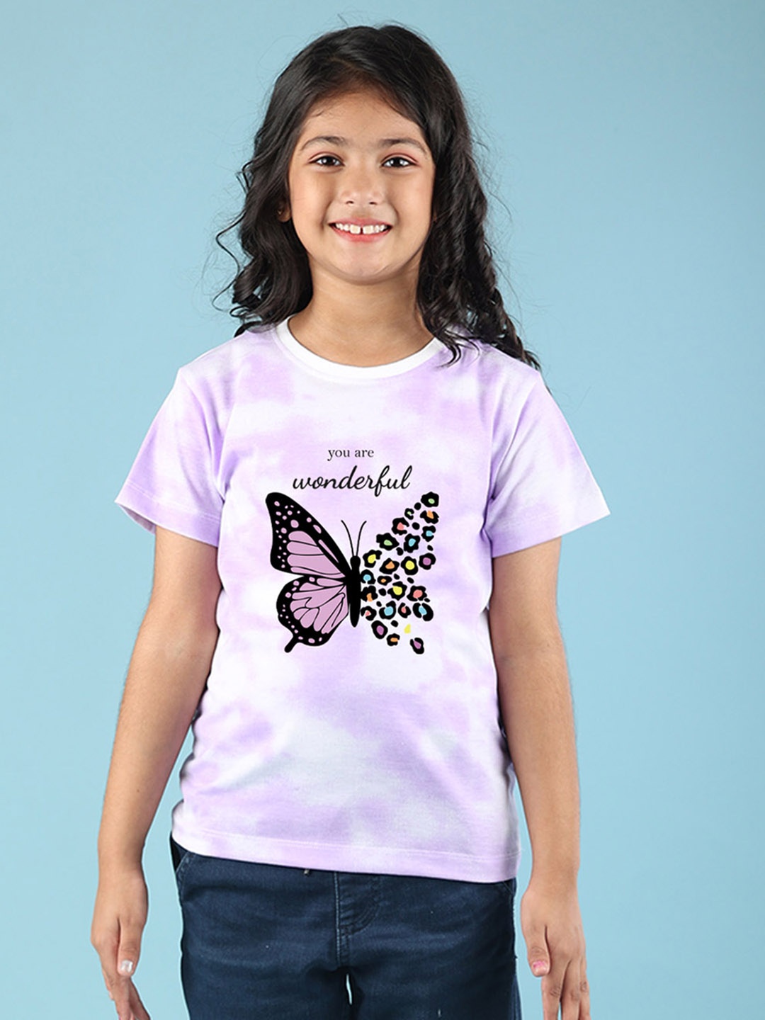 

NUSYL Girls Graphic Printed T-shirt, Purple