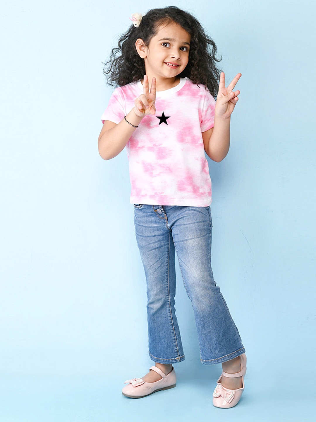 

NUSYL Girls Tie & Dye Cotton T-Shirt, Pink