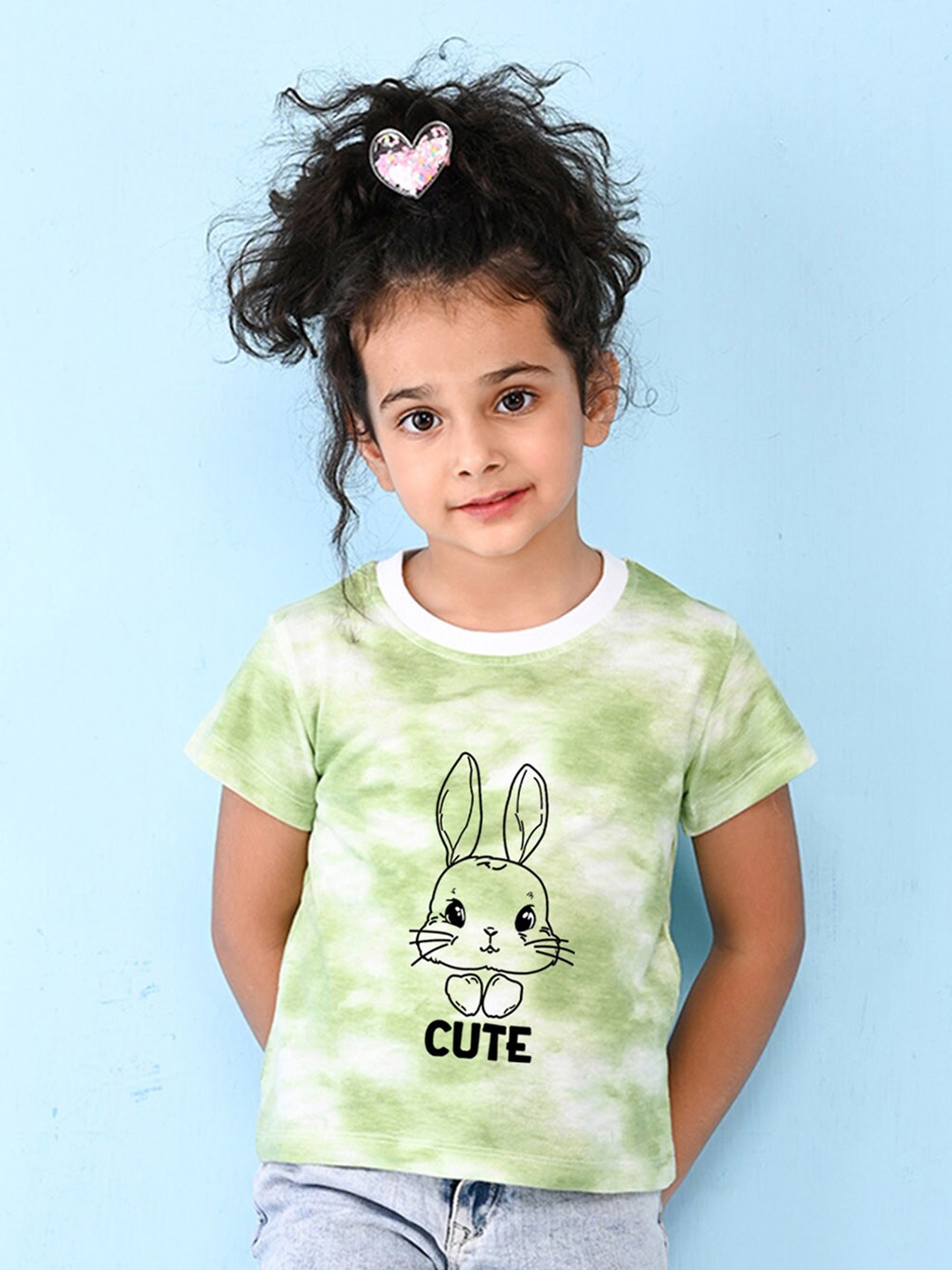 

NUSYL Girls Graphic Printed Cotton T-shirt, Green