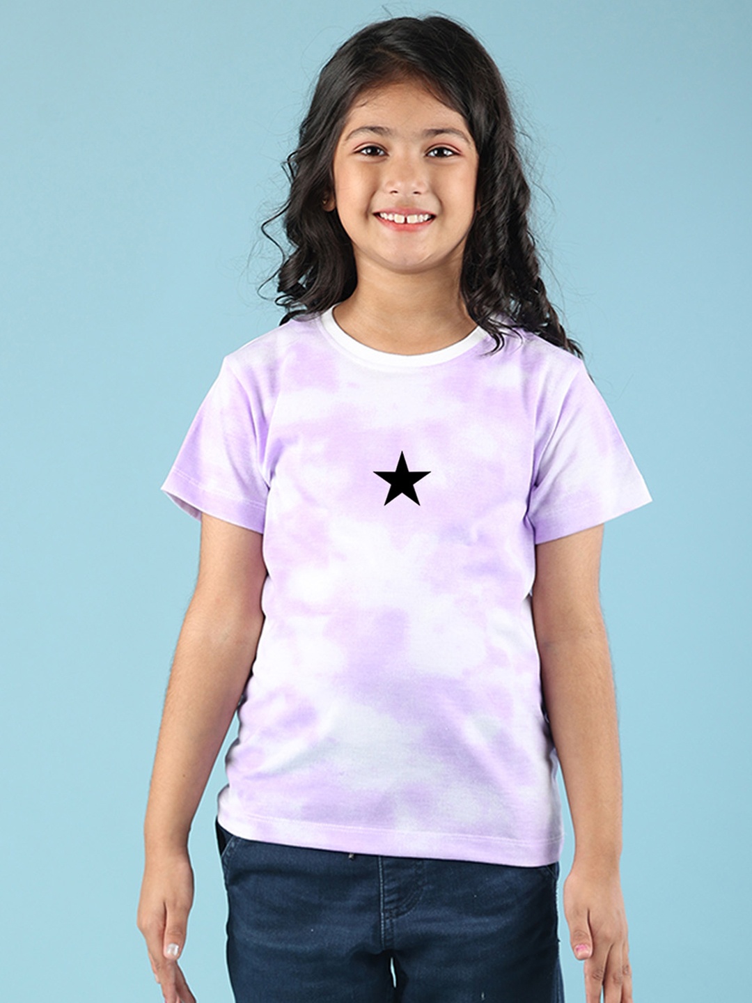 

NUSYL Girls Typography Printed Round Neck Short Sleeves T-shirt, Purple