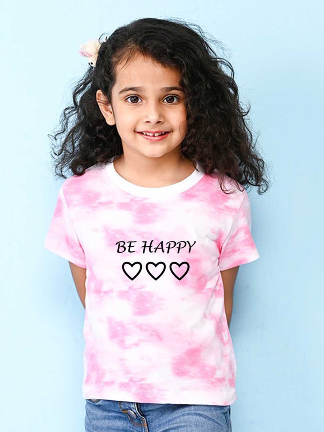 

NUSYL Girls Typography Printed T-shirt, Pink