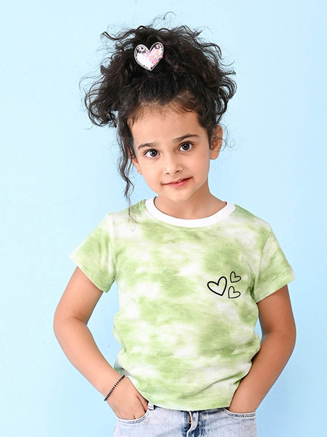 

NUSYL Girls Printed Tie & Dye T-Shirt, Green