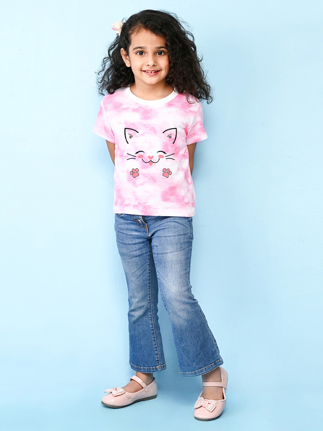 

NUSYL Girls Graphic Printed Cotton T-Shirt, Pink