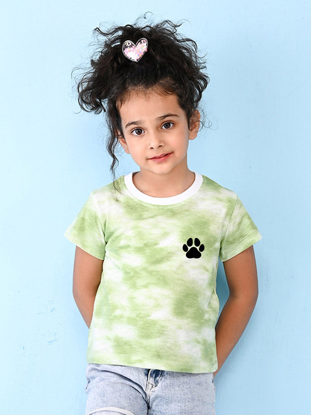 

NUSYL Girls Tie & Dye Cotton T-Shirt, Green