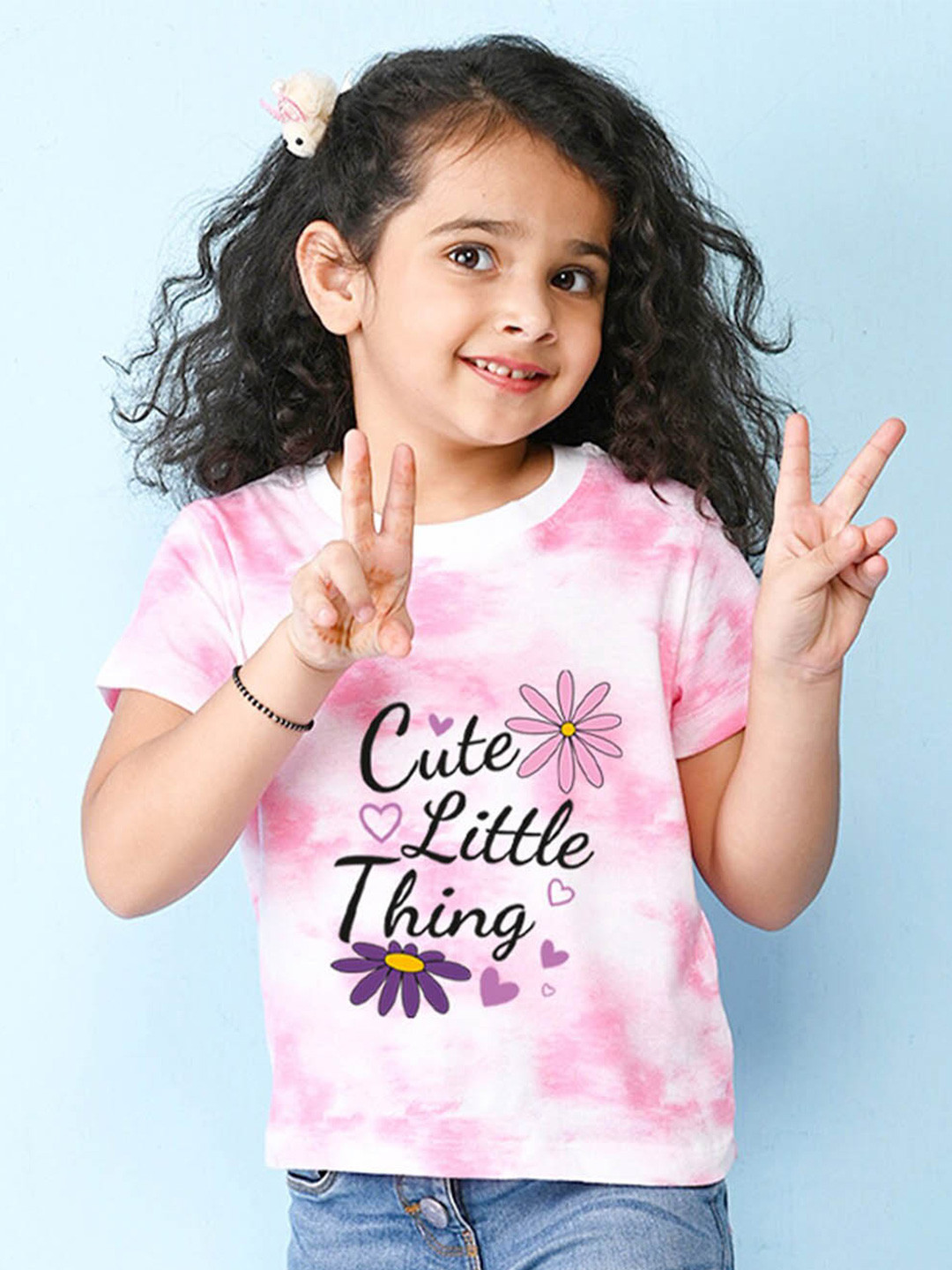 

NUSYL Girls Typography Printed T-shirt, Pink
