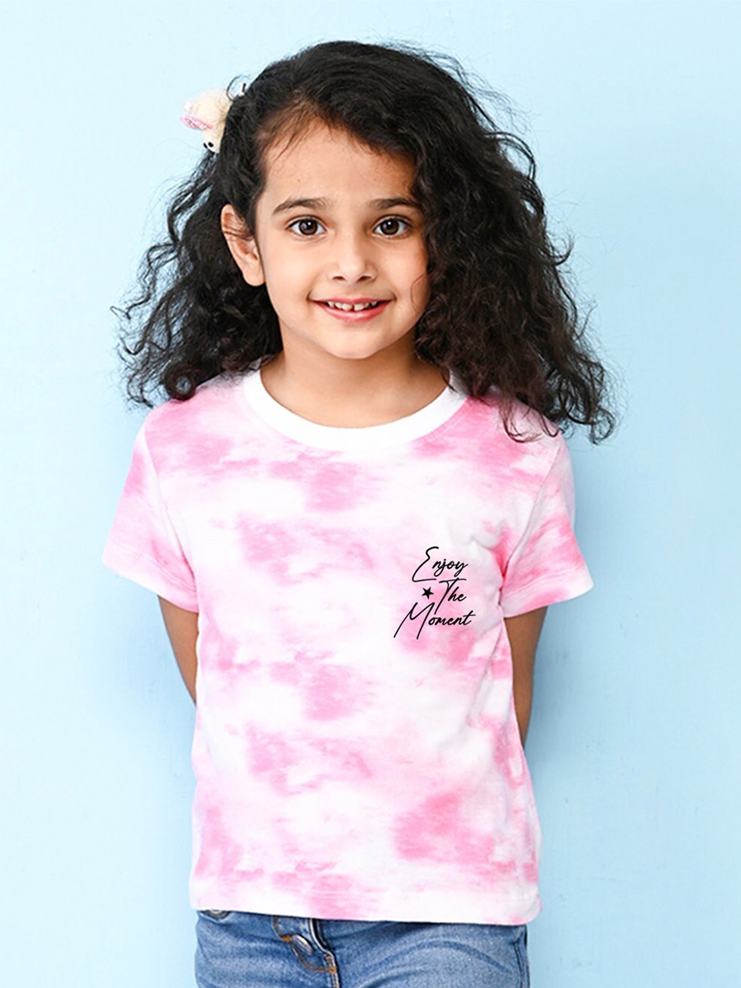 

NUSYL Girls Tie & Dye Cotton T-Shirt, Pink