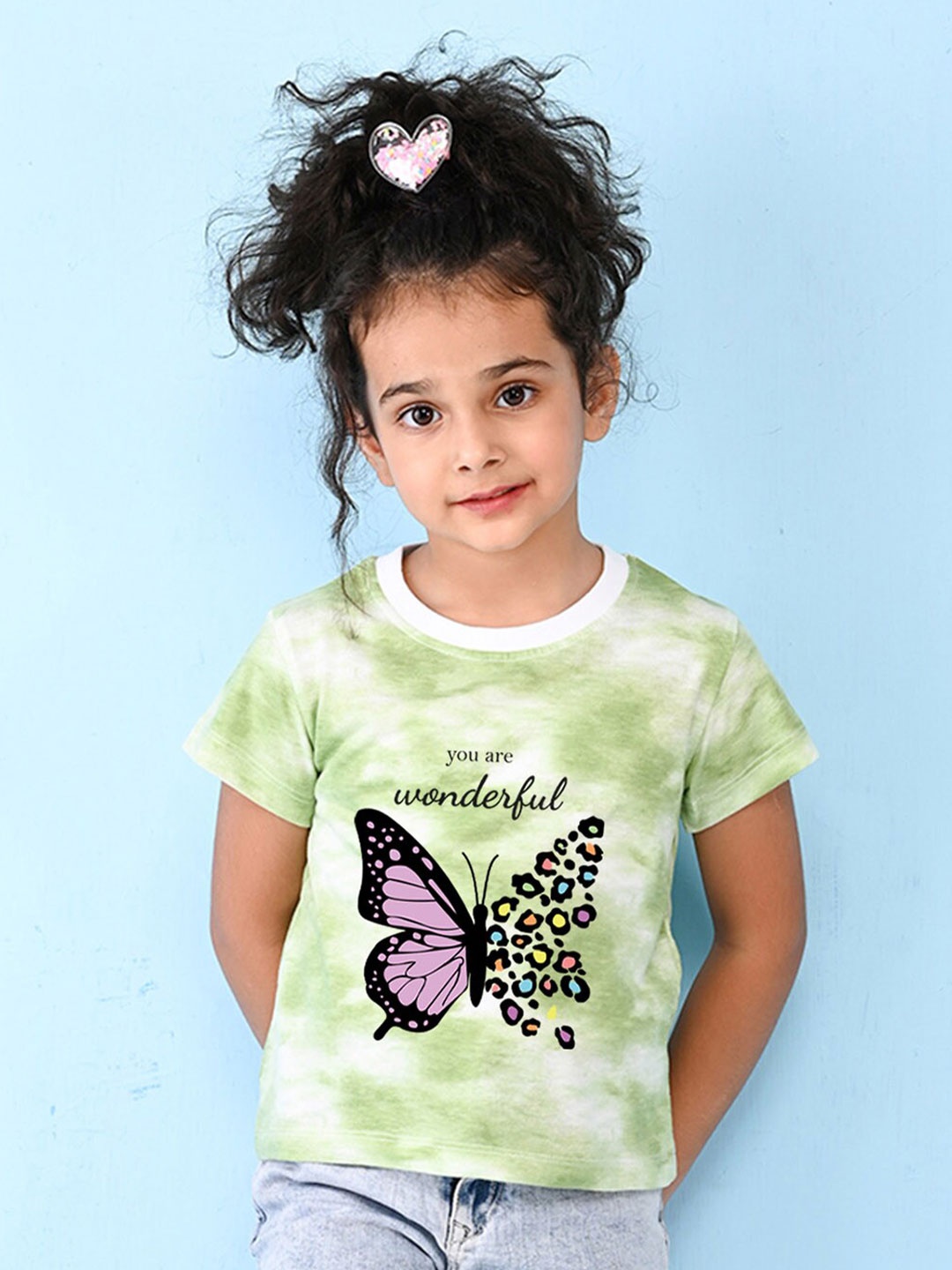 

NUSYL Girls Graphic Printed Cotton T-shirt, Green