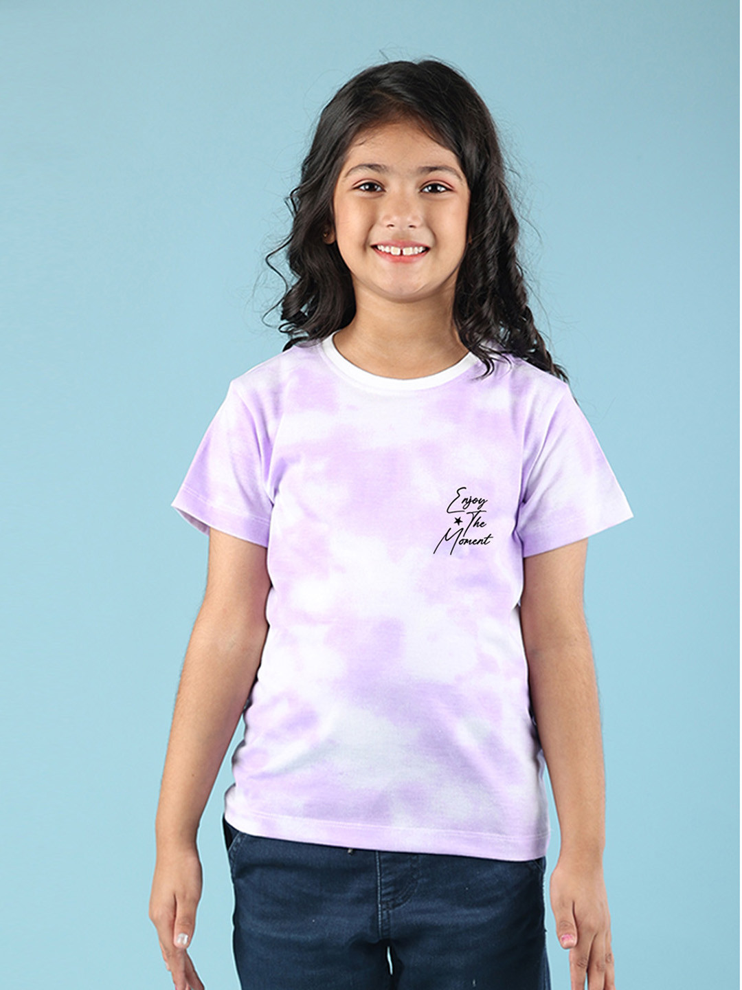 

NUSYL Girls Tie & Dye Cotton T-Shirt, Purple
