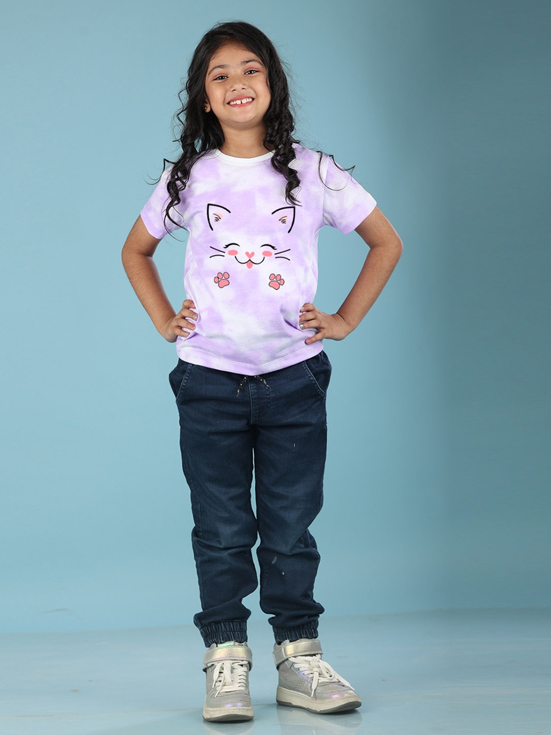 

NUSYL Girls Graphic Printed T-shirt, Purple