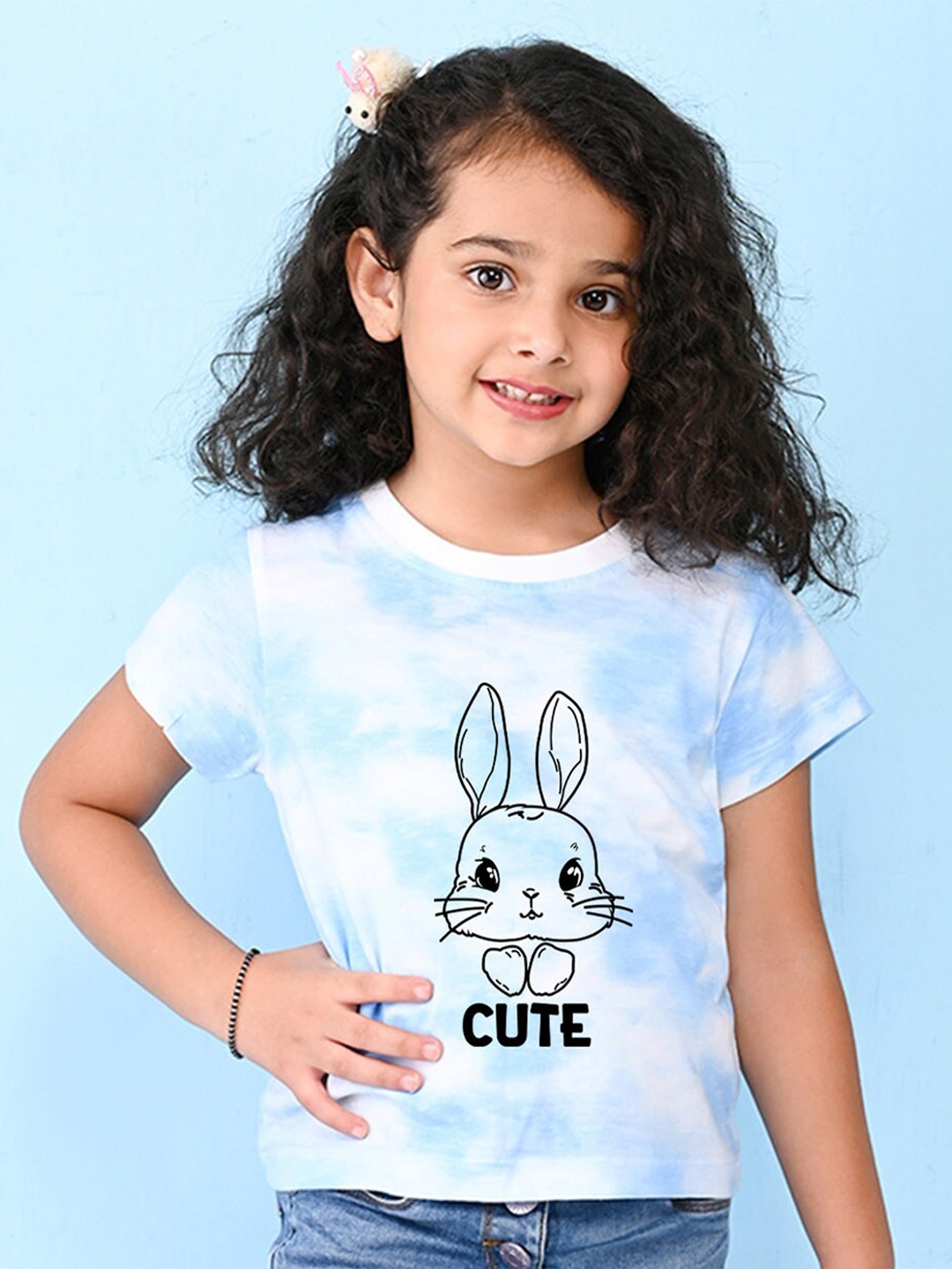

NUSYL Girls Graphic Printed Cotton T-shirt, Blue