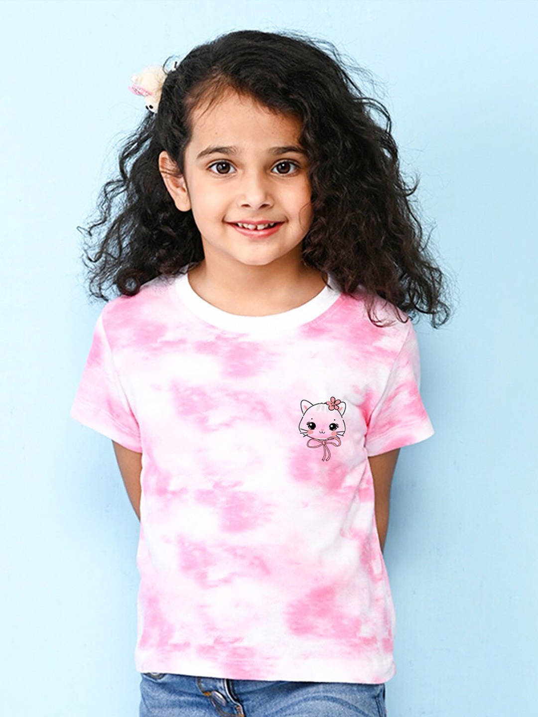 

NUSYL Girls Round Neck Pockets T-shirt, Pink