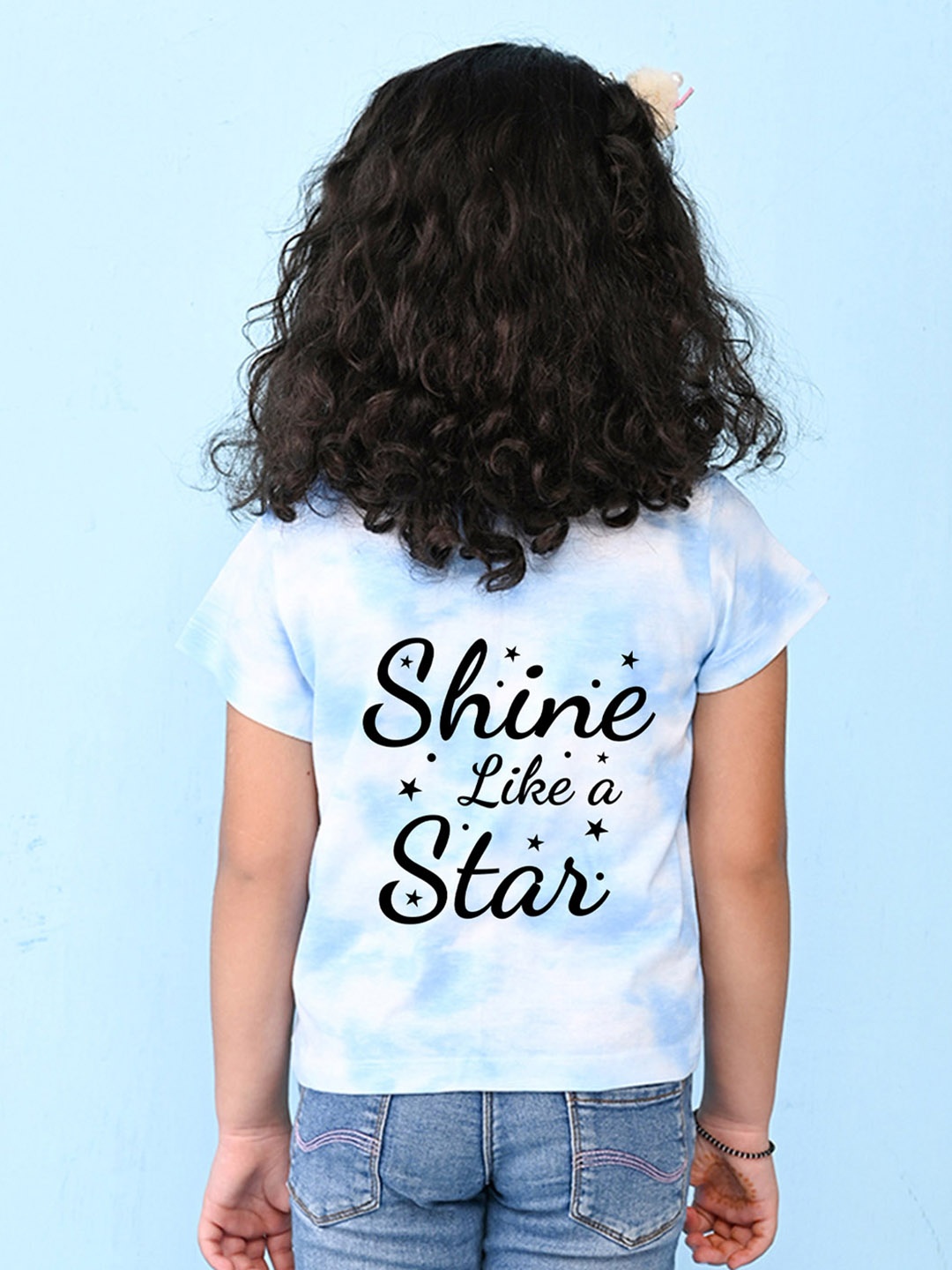 

NUSYL Girls Typography Printed Cotton T-Shirt, Blue