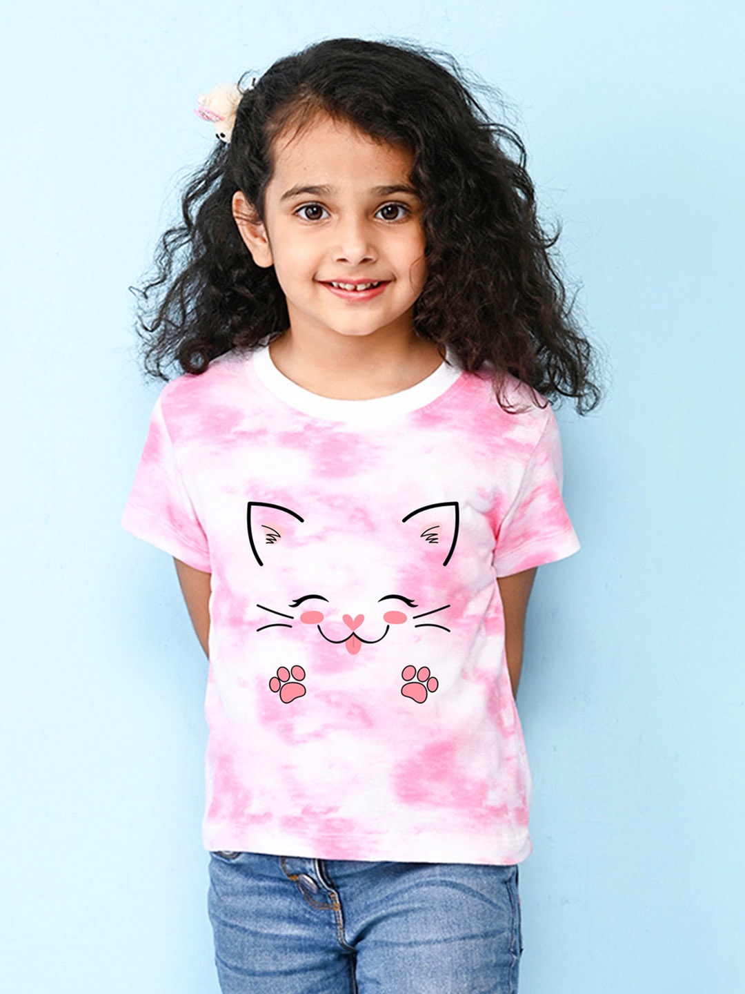 

NUSYL Girls Graphic Printed Cotton T-Shirt, Pink