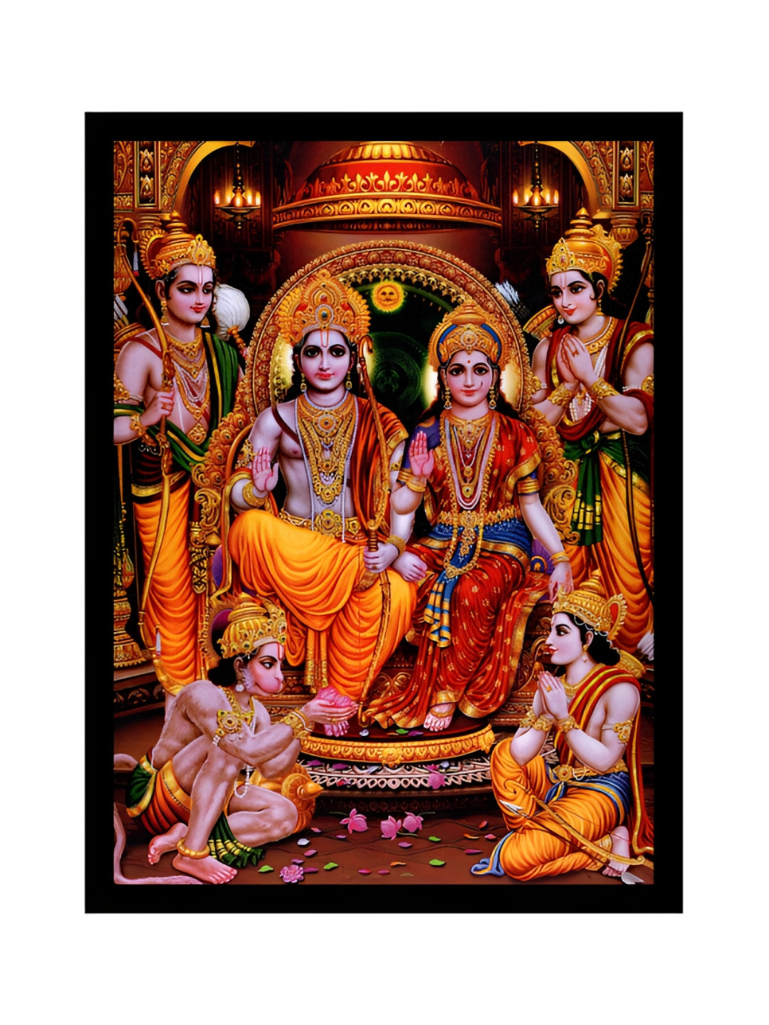 

2Mech Orange Coloured & Red Prabhu Ramchandra With Sitaji Photo Frame