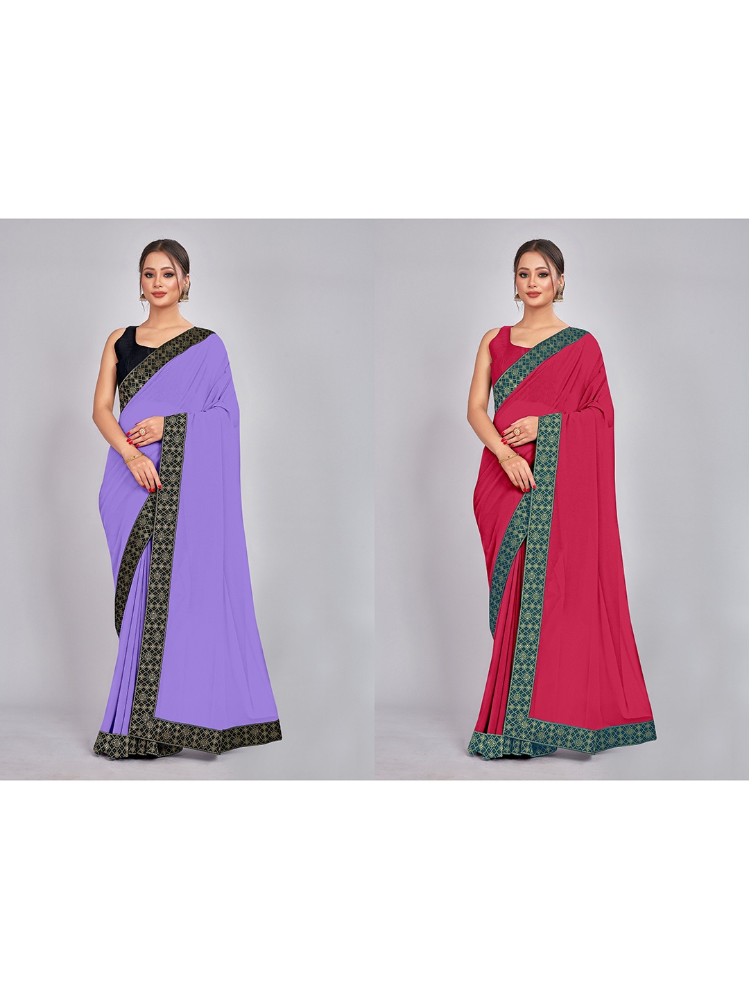 

CastilloFab Zari Pure Georgette Saree, Lavender