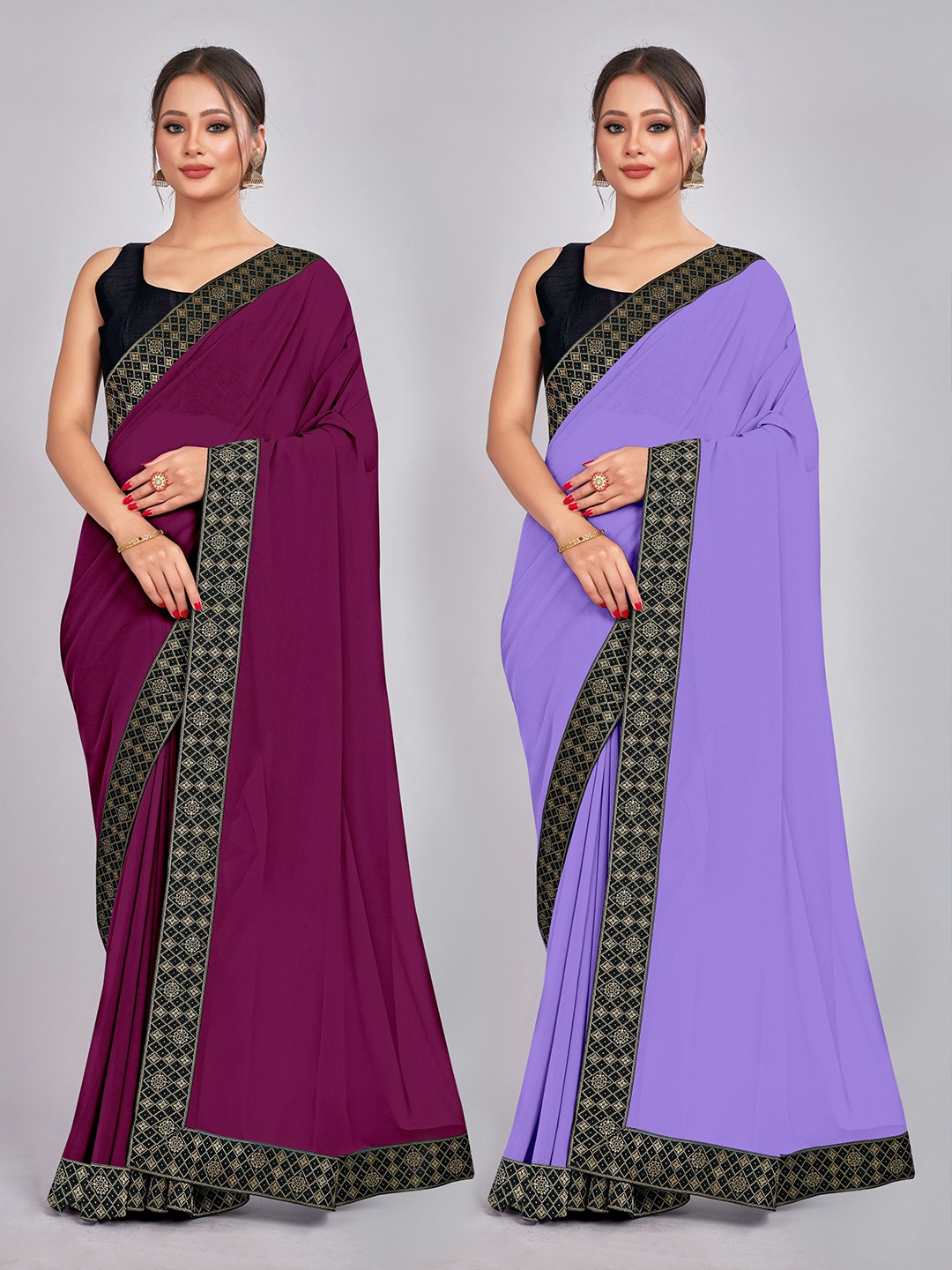 

CastilloFab Zari Pure Georgette Saree, Burgundy