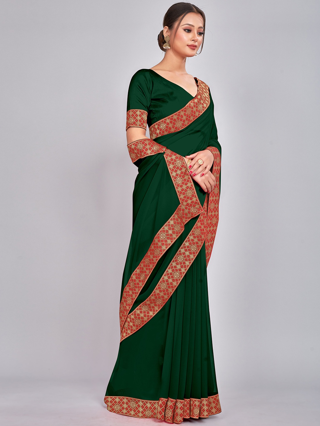 

CastilloFab Zari Pure Georgette Saree, Turquoise blue