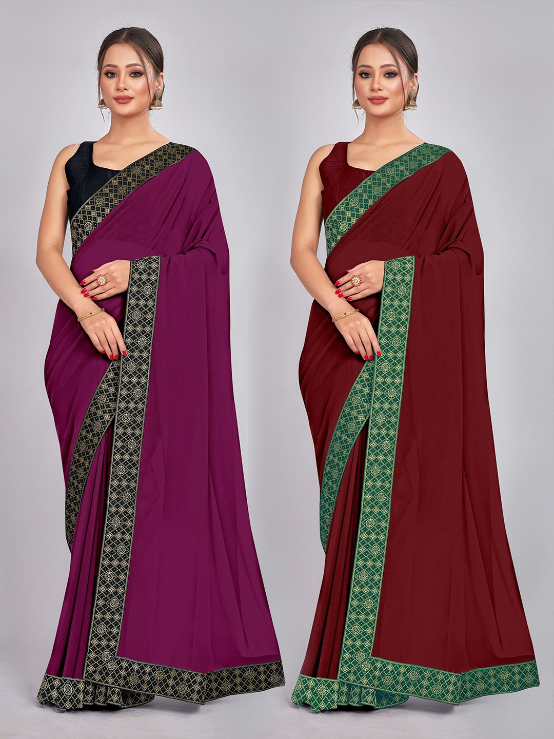 

CastilloFab Zari Pure Georgette Saree, Purple