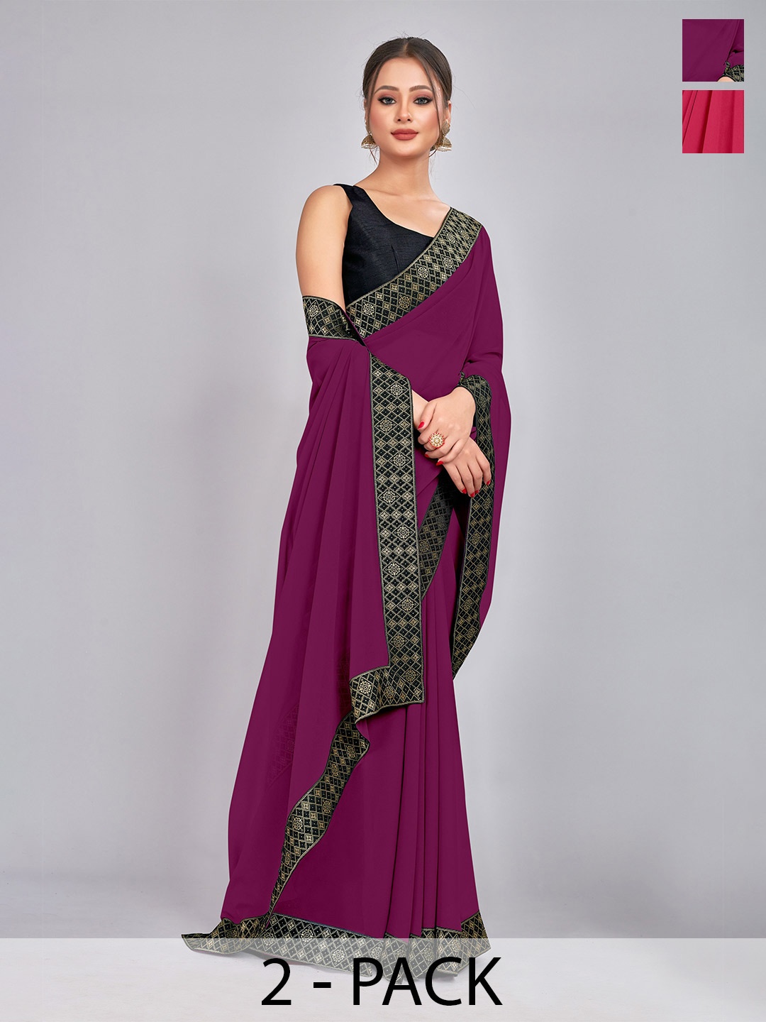 

CastilloFab Pure Georgette Saree, Pink