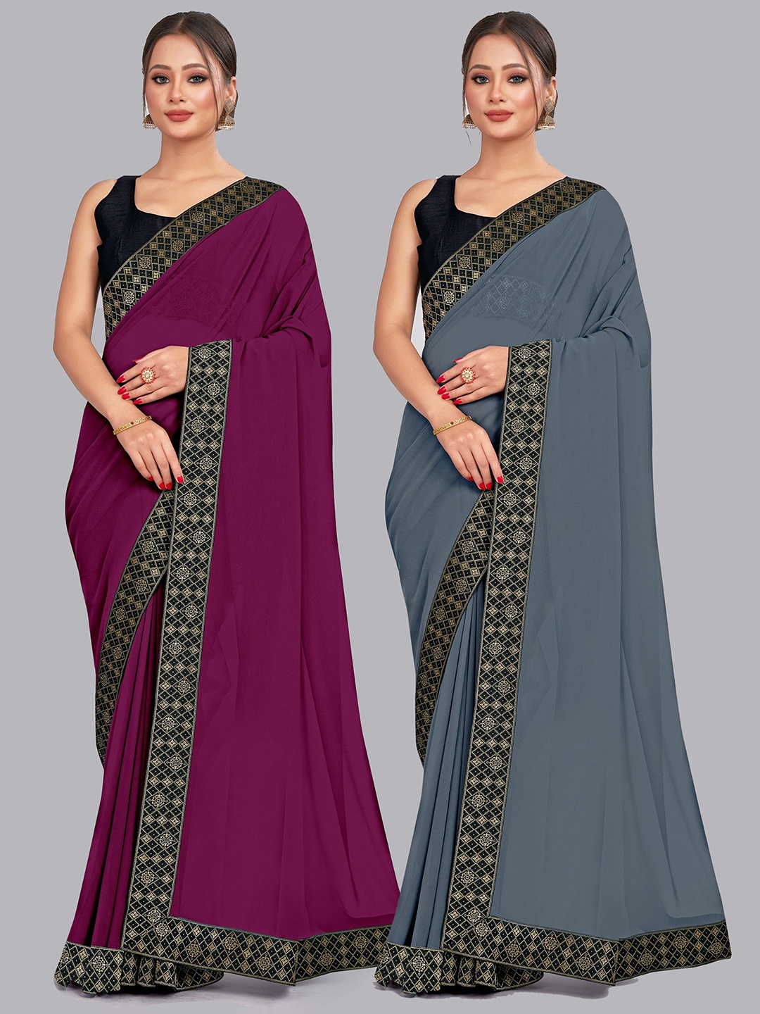 

CastilloFab Zari Pure Georgette Saree, Burgundy