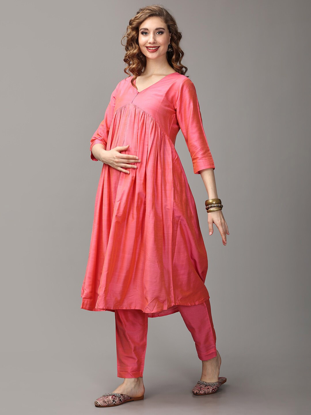 

The Mom Store Maternity Empire Kurta With Salwar, Pink