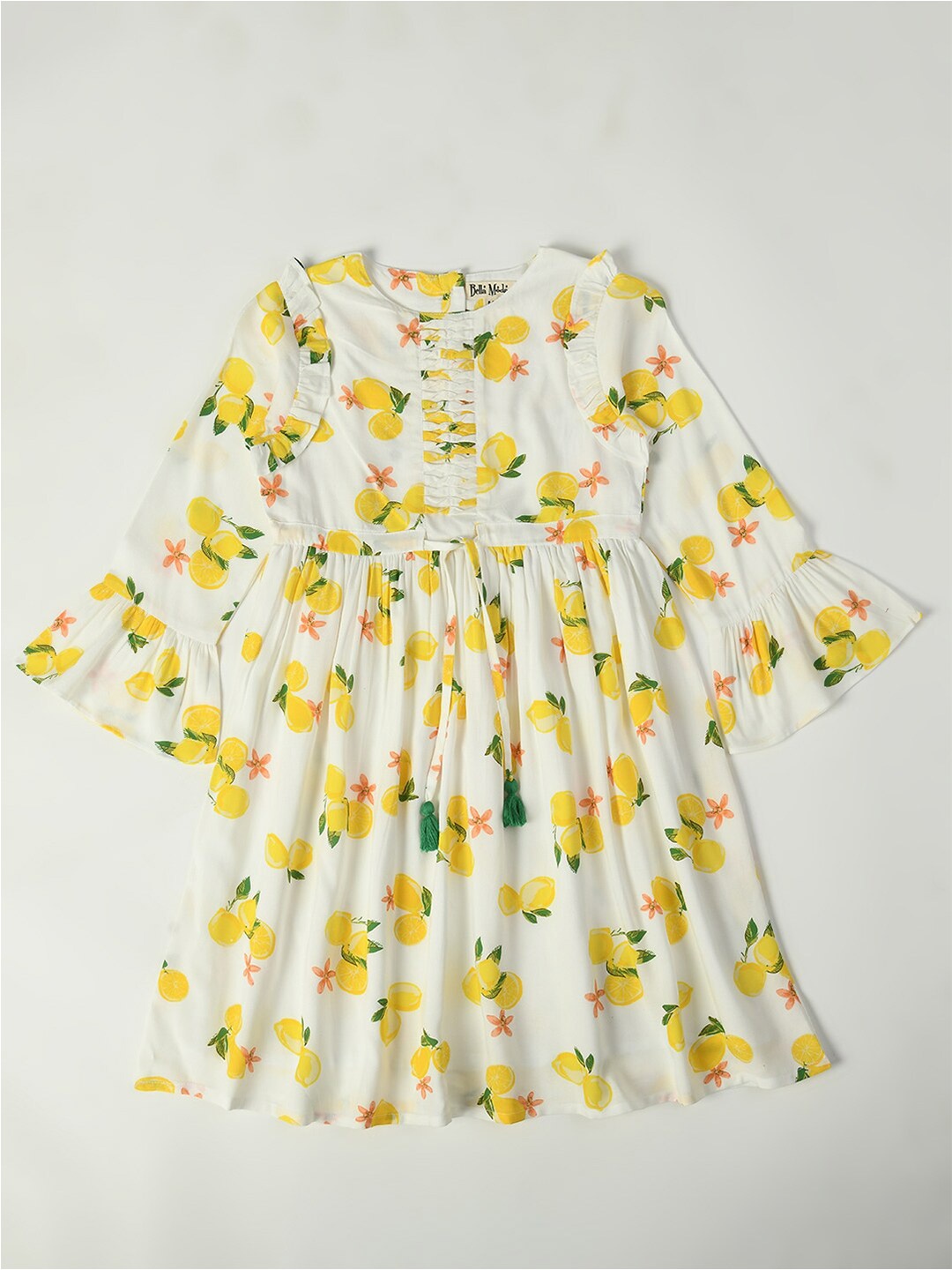

Bella Moda Girls Floral Printed Bell Sleeve Fit and Flare Casual Dress, White