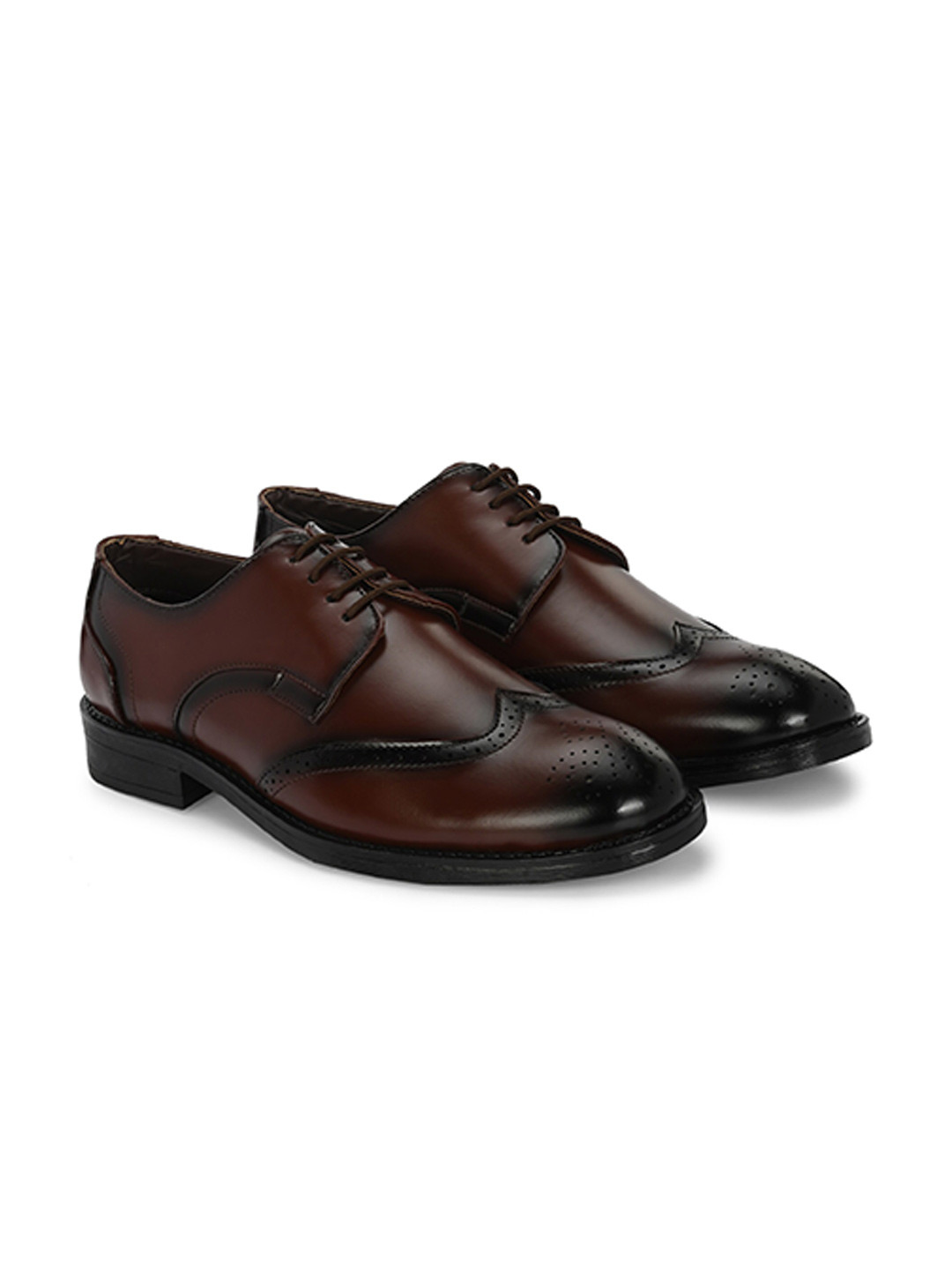 

Azzaro Black Men Round Toe Formal Brogues, Brown