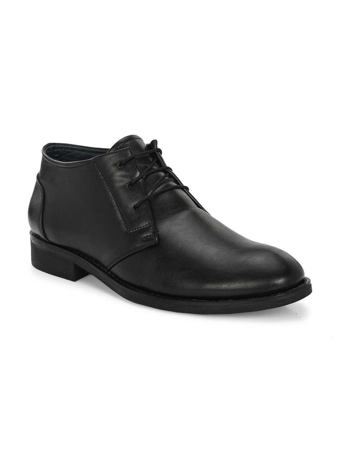 

Azzaro Black Men Round Toe Block-Heeled Boots