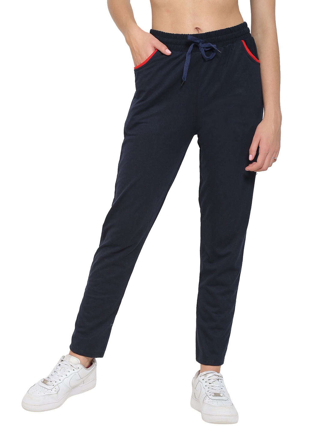 

BAESD Girls Relaxed Fit Mid-Rise Cotton Track Pants, Navy blue