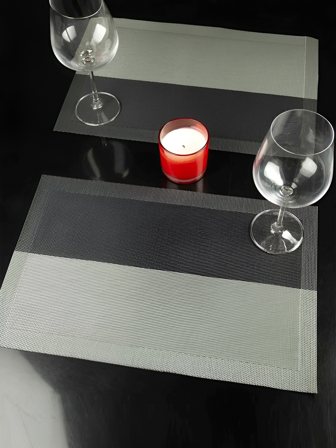 

OBSESSIONS Grey & Beige 6 Pieces Textured Waterproof Table Placemats