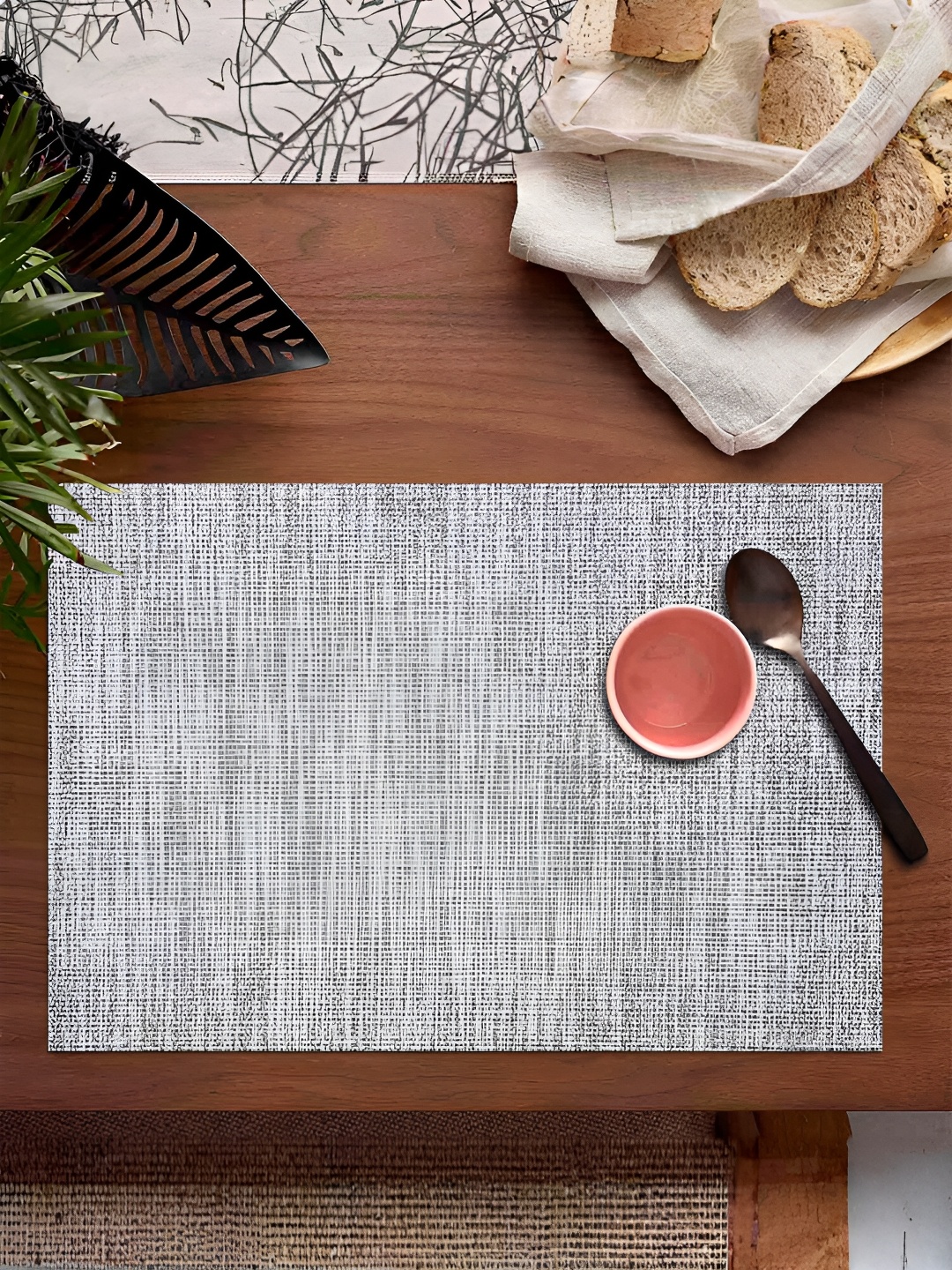 

OBSESSIONS Grey 6 Pieces Textured Waterproof Table Placemats