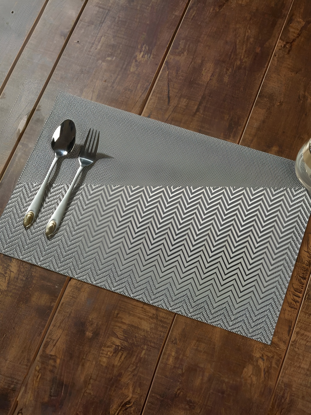 

OBSESSIONS Grey & Taupe 6 Pieces Geometric Pattern Waterproof Table Placemats