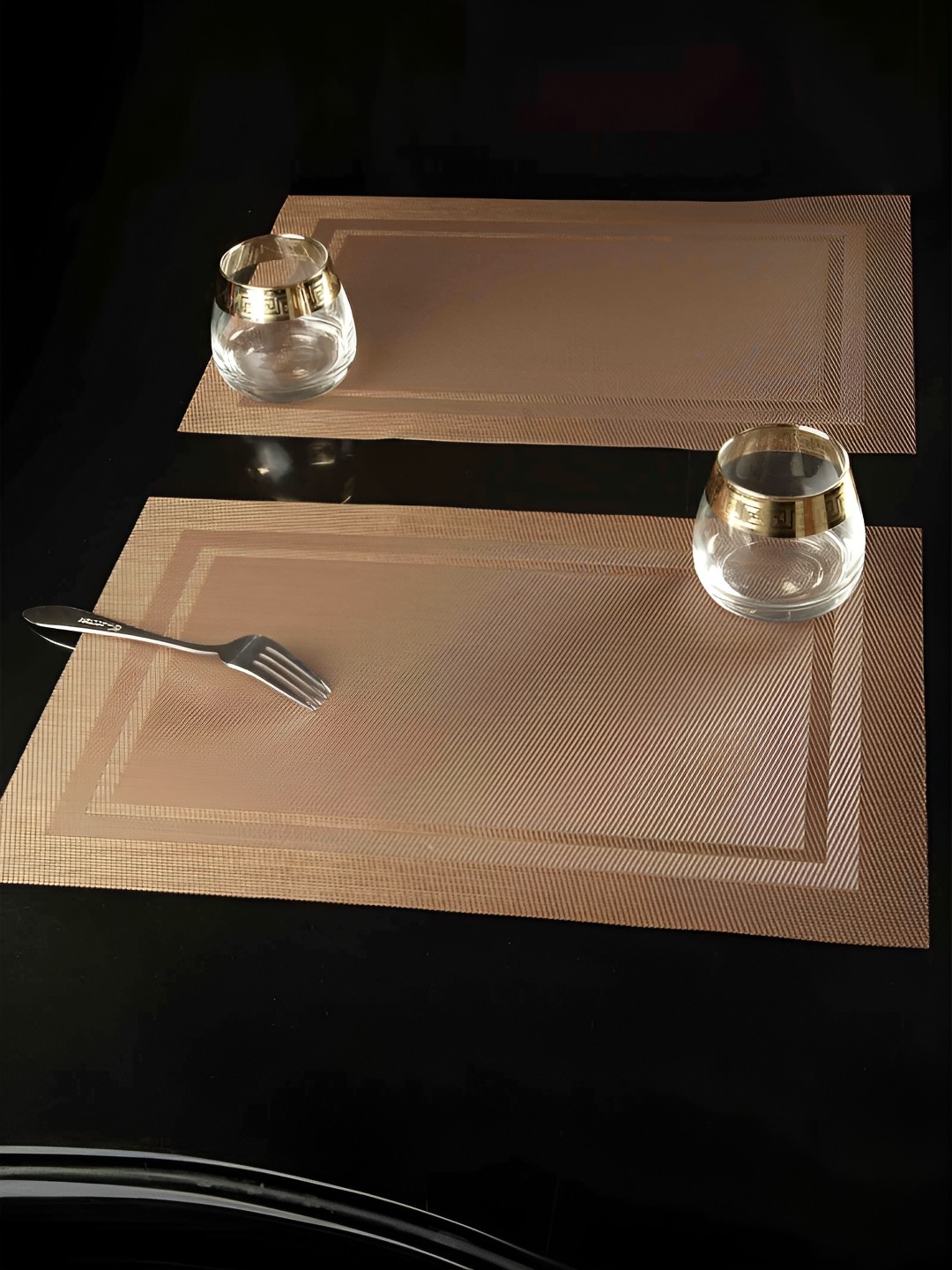 

OBSESSIONS Brown 6 Pieces Textured Waterproof Table Placemats