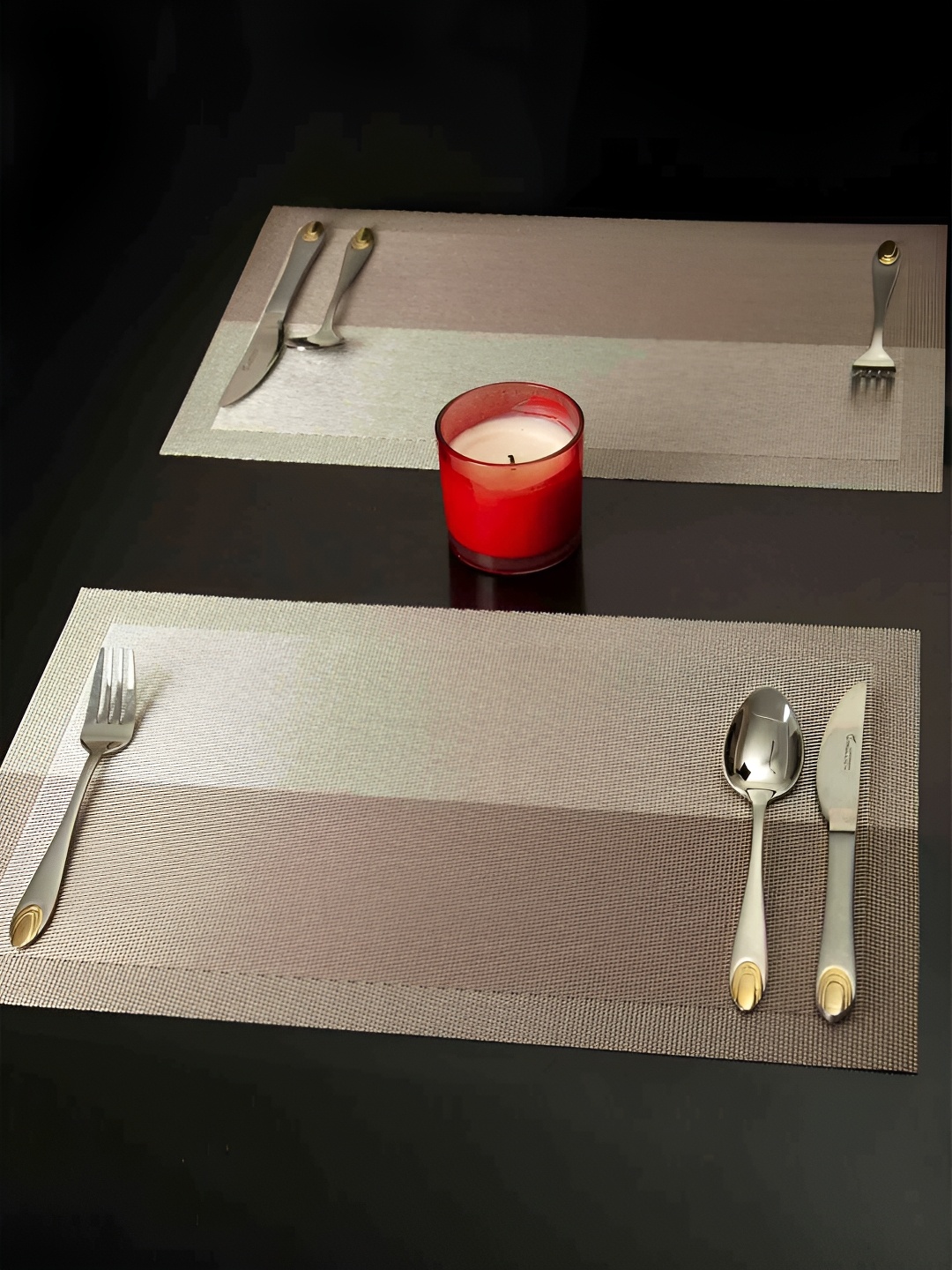 

OBSESSIONS Beige & Brown 6 Pieces Color blocked Waterproof Table Placemats