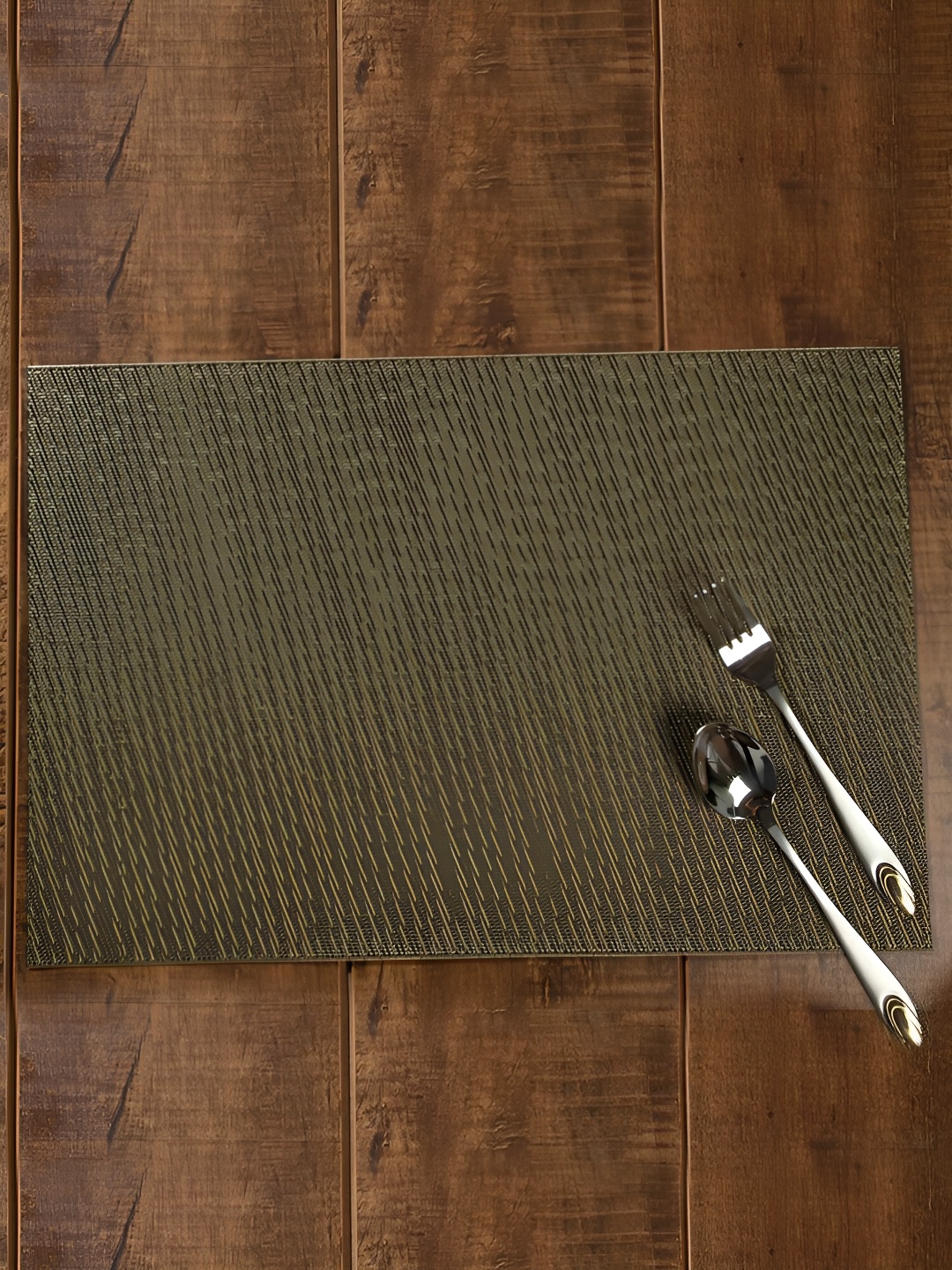 

OBSESSIONS Beige & Black 6 Pieces Textured Waterproof Table Placemat