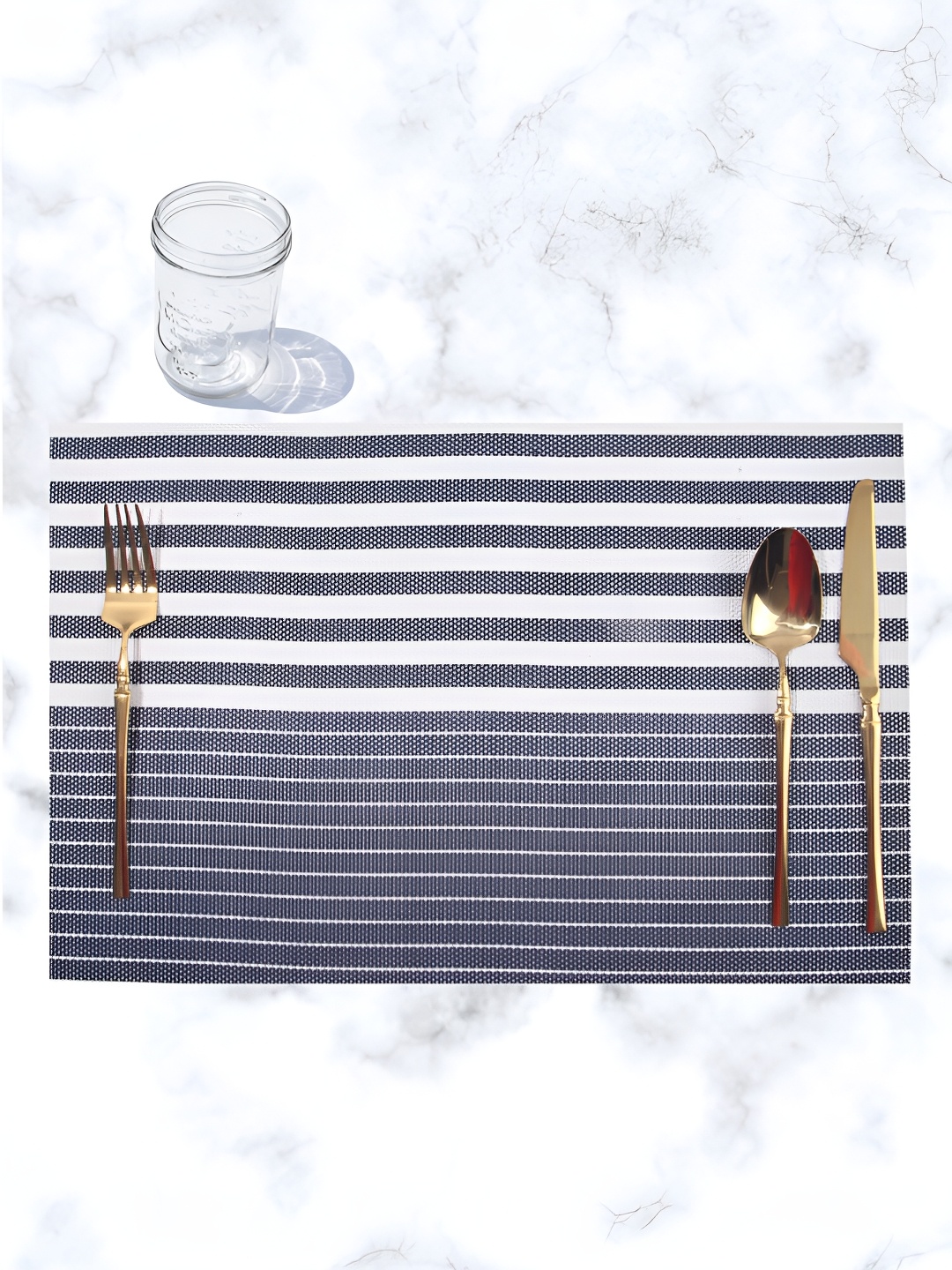 

OBSESSIONS Blue & White 6 Piece Striped Waterproof Table Placemats