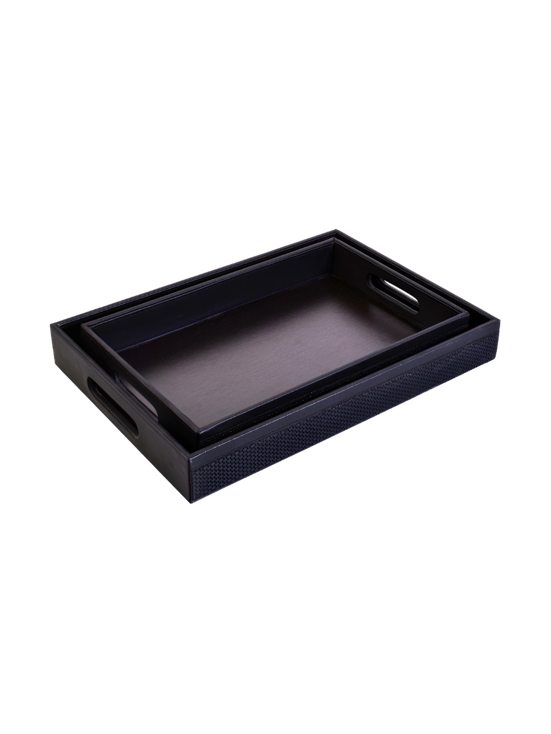 

ICHKAN 2 Pcs Black Textured Wooden Trays