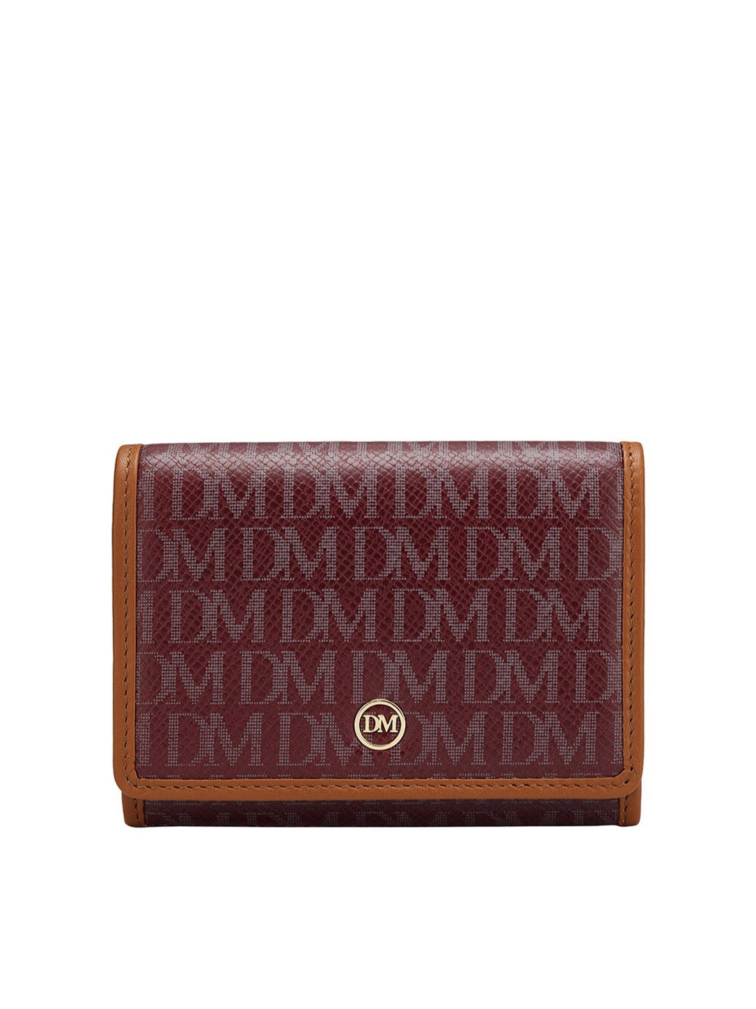 

Da Milano Unisex Typography Printed Leather Two Fold Wallet, Burgundy