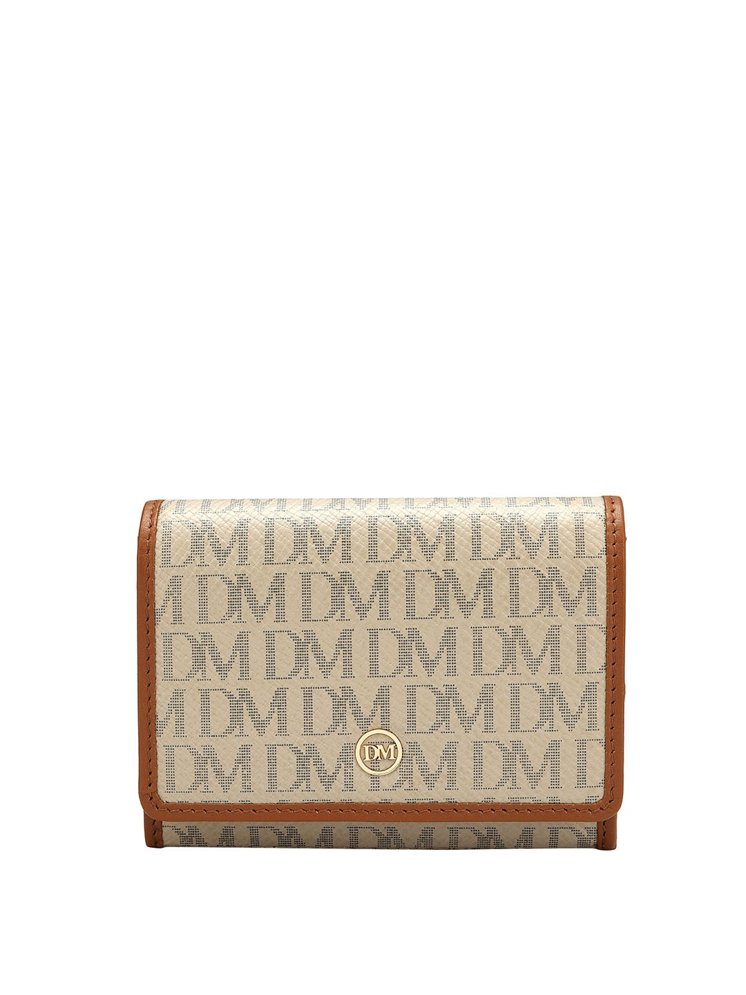 

Da Milano Unisex Typography Printed Leather Envelope Wallet, Cream