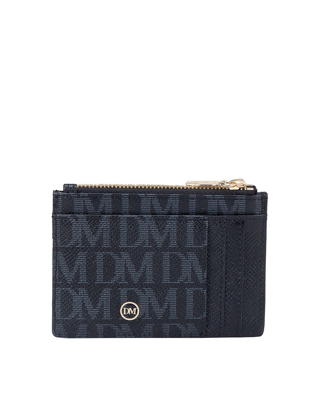 

Da Milano Unisex Printed Leather Card Holder, Black