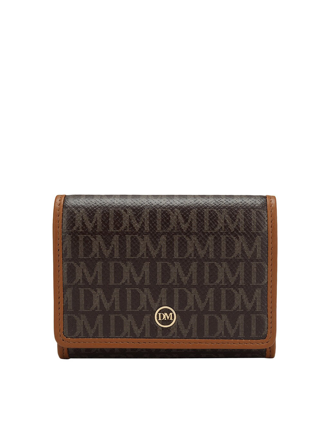 

Da Milano Unisex Typography Printed Leather Two Fold Wallet, Brown