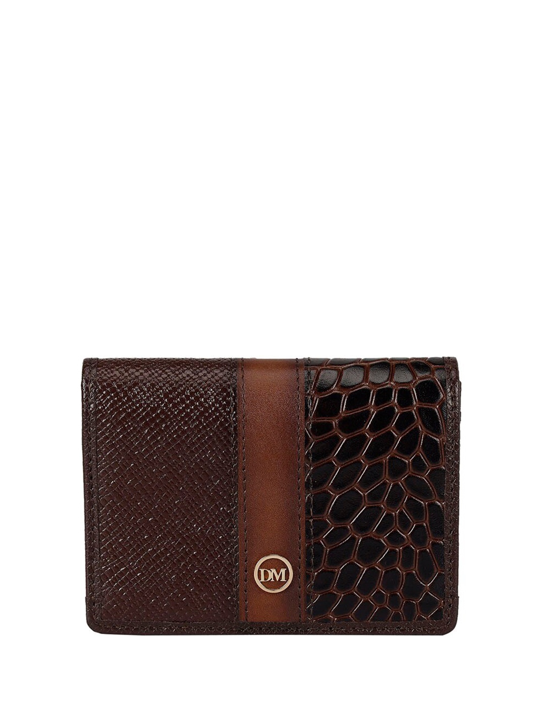 

Da Milano Unisex Textured Leather Two Fold Wallet, Brown