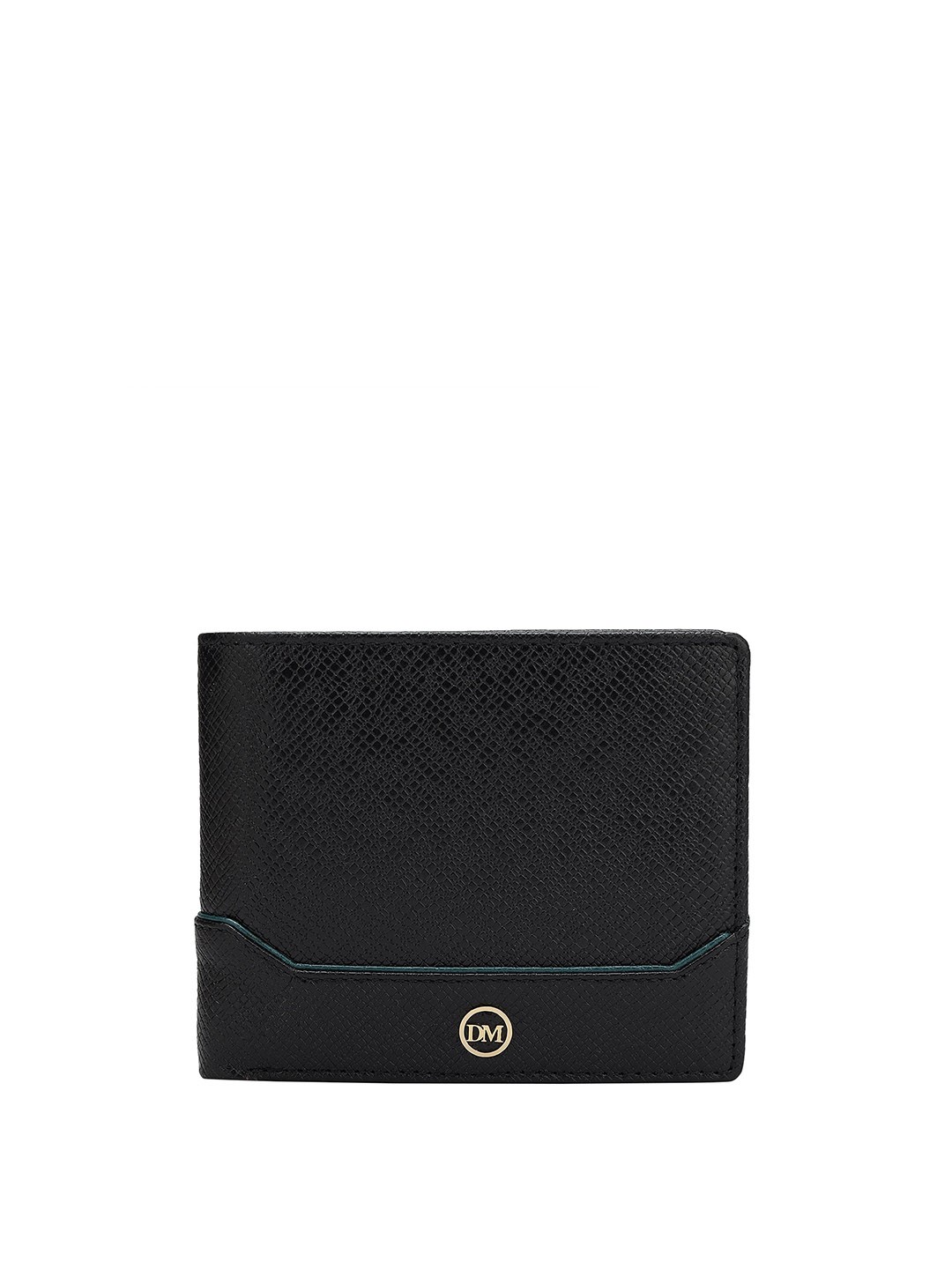 

Da Milano Men Textured Leather Two Fold Wallet, Black