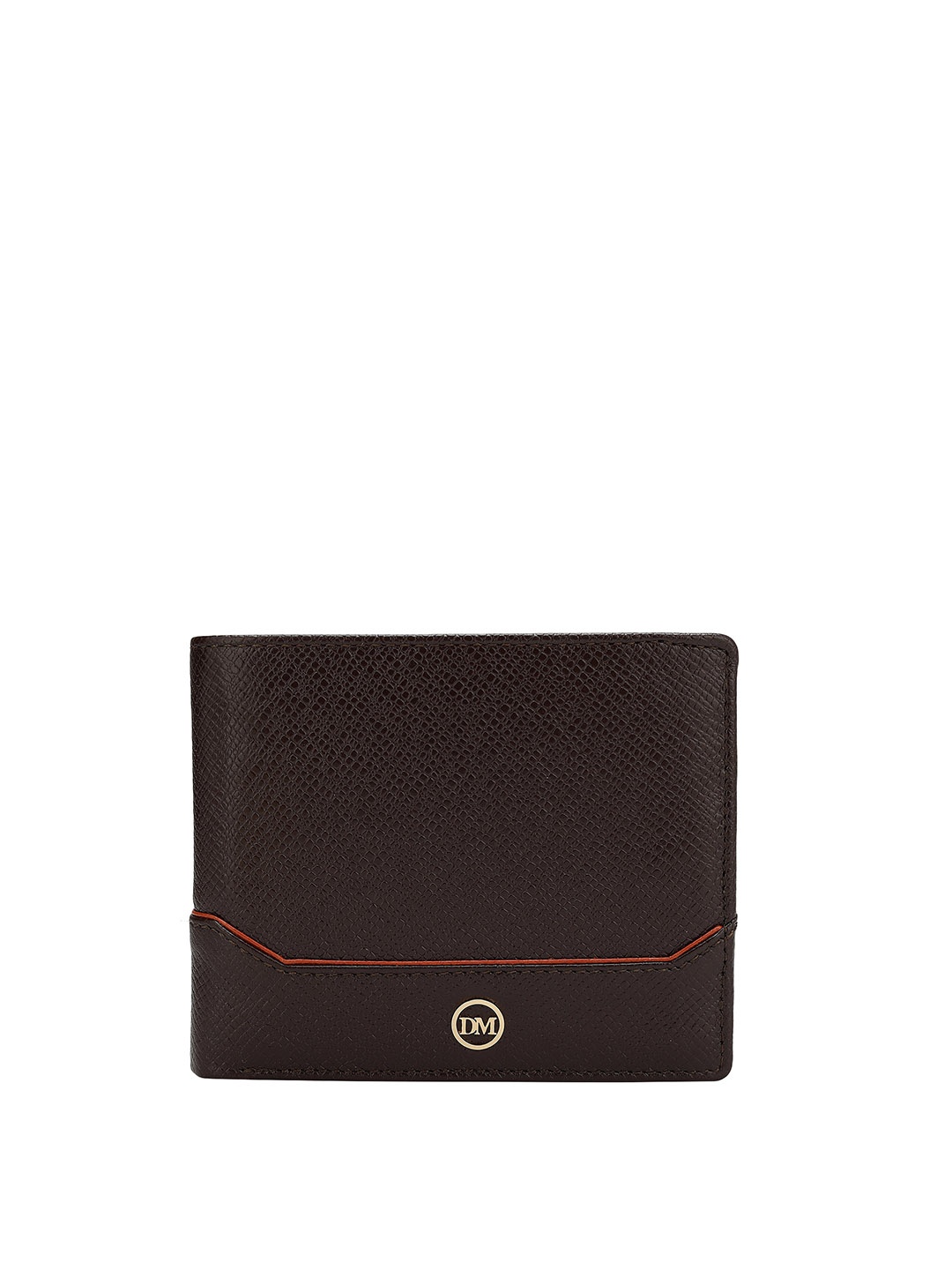 

Da Milano Men Textured Leather Two Fold Wallet, Brown