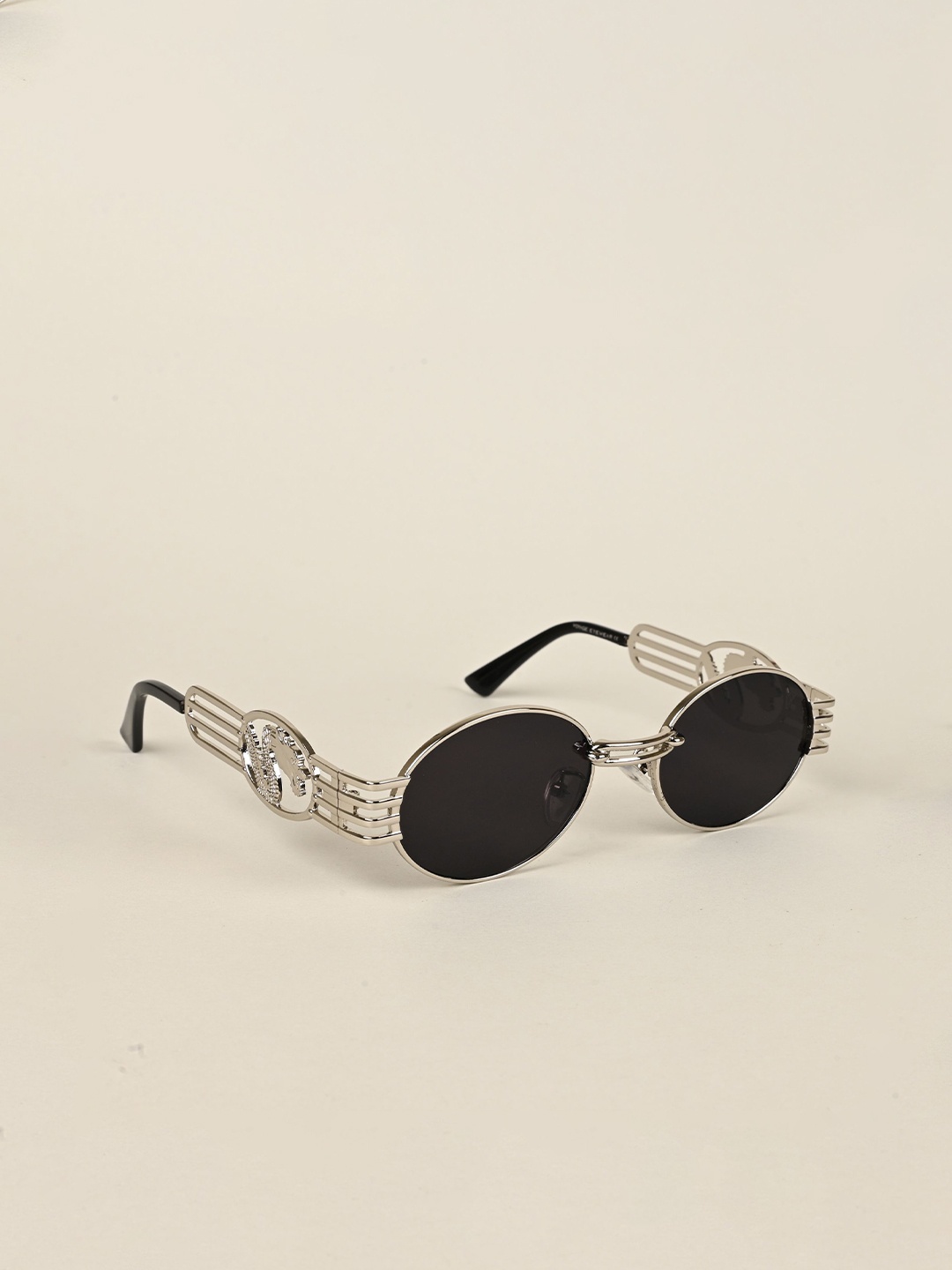 

Voyage Women Oval Sunglasses with UV Protected Lens B80596MG5189, Black
