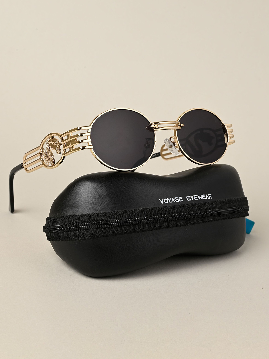 

Voyage Women Oval Sunglasses with UV Protected Lens B80596MG5188, Black