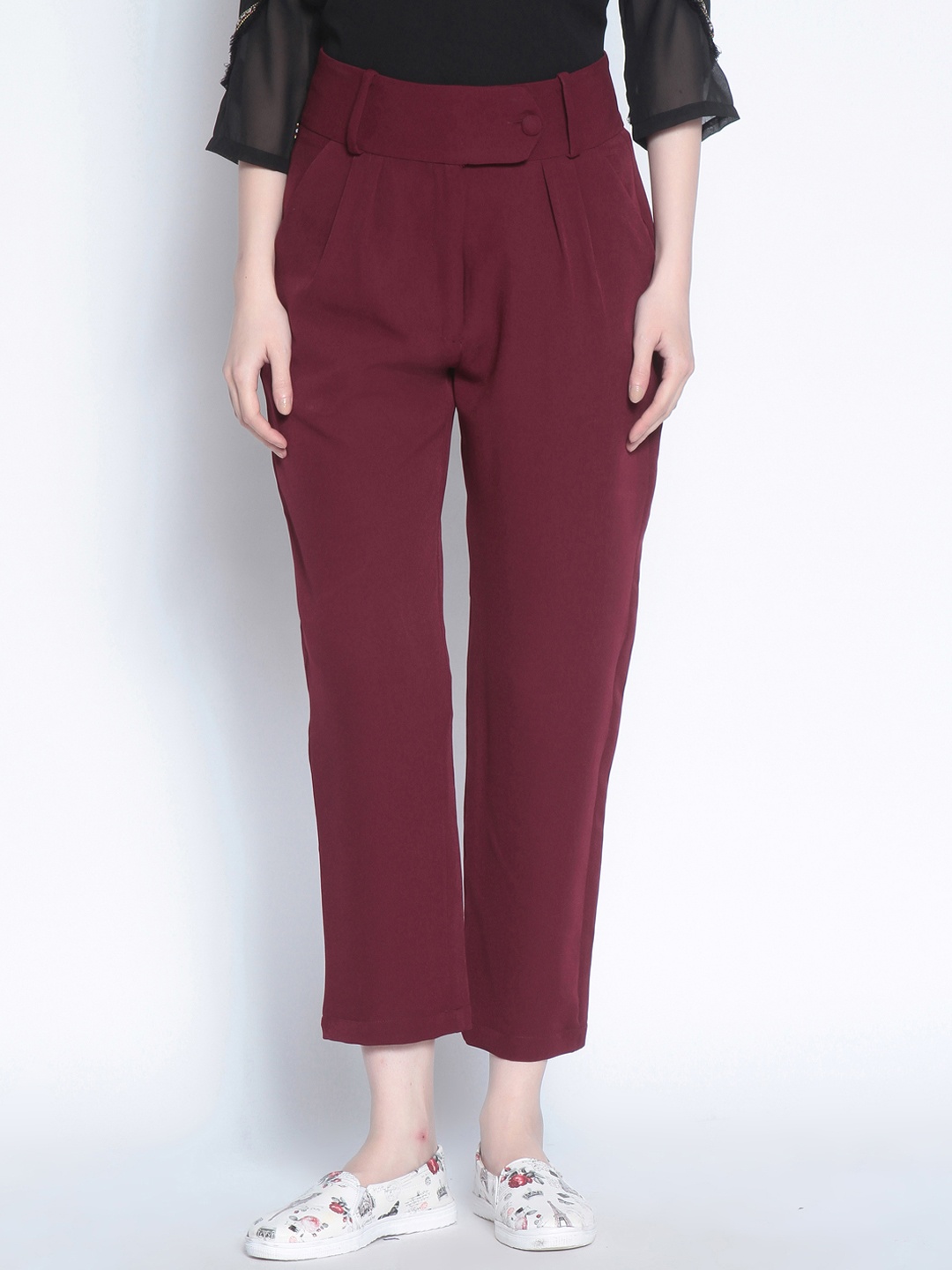 

Marie Claire Women Burgundy Smart Regular Fit Solid Formal Trousers