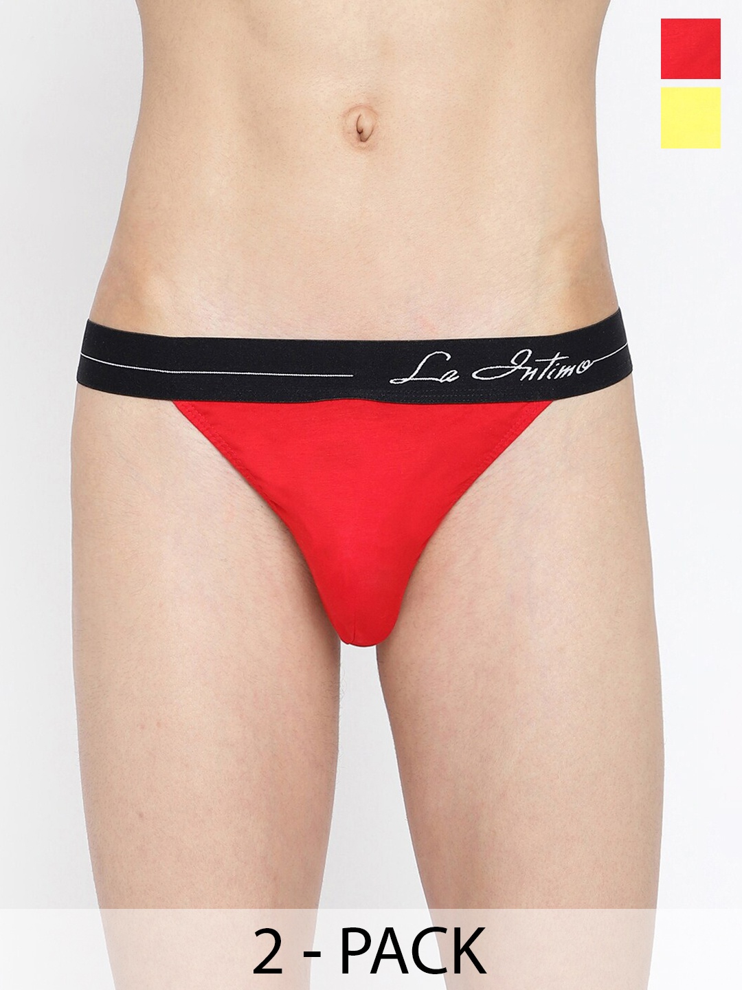 

La Intimo Pack Of 2 Mid-Rise Anti-Bacterial Thong Briefs LITH010B, Red