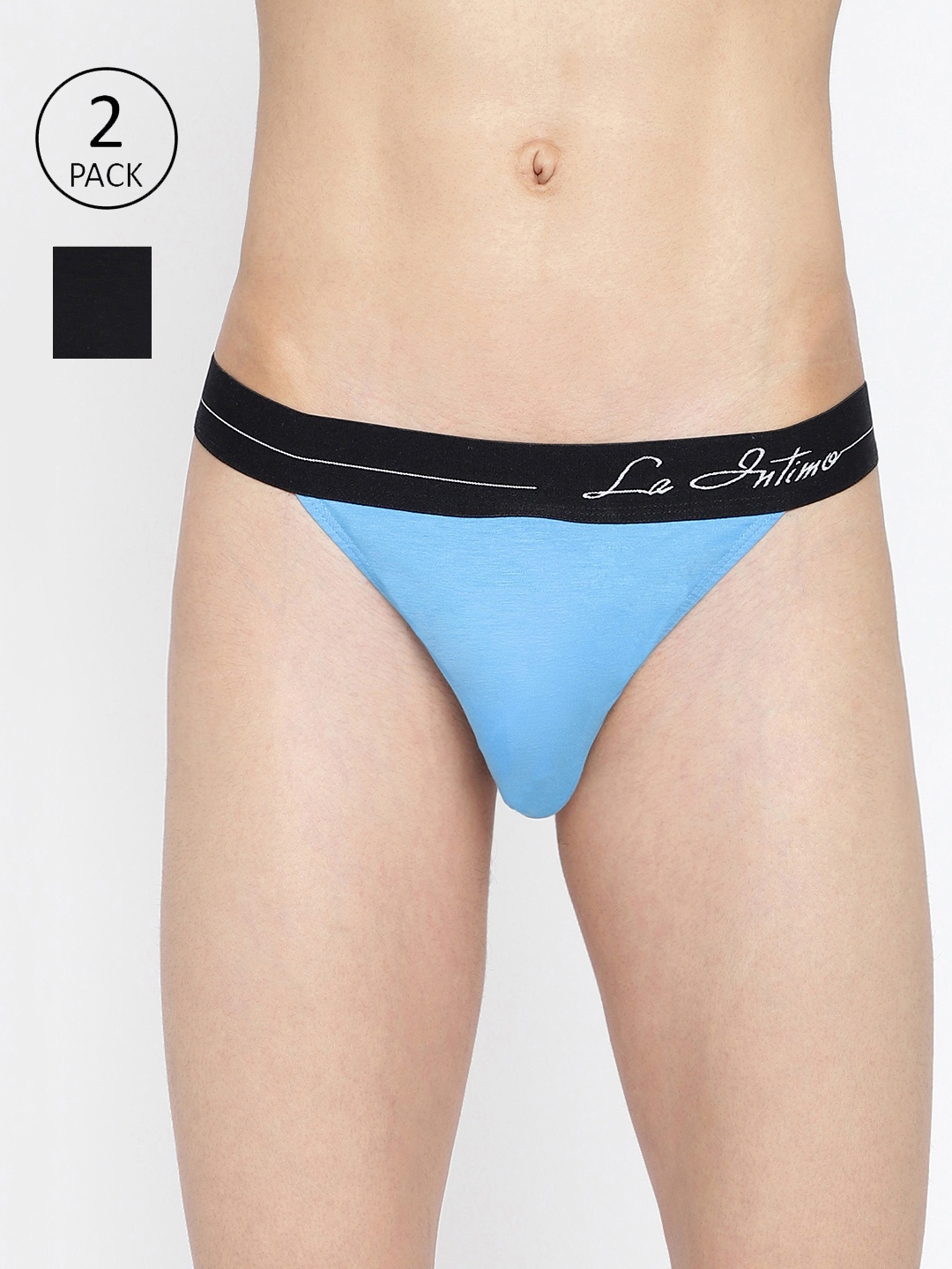 

La Intimo Pack Of 2 Anti-Bacterial Thong Briefs LITH010B, Black